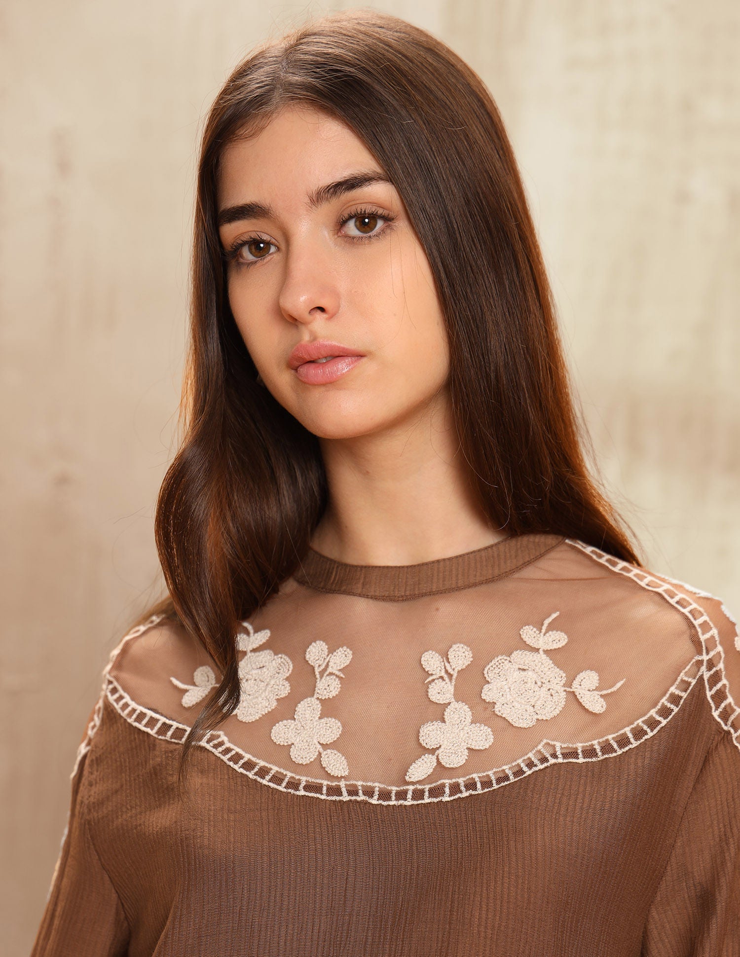 Floral embroidered Top Brown - U.S. POLO ASSN. | Large