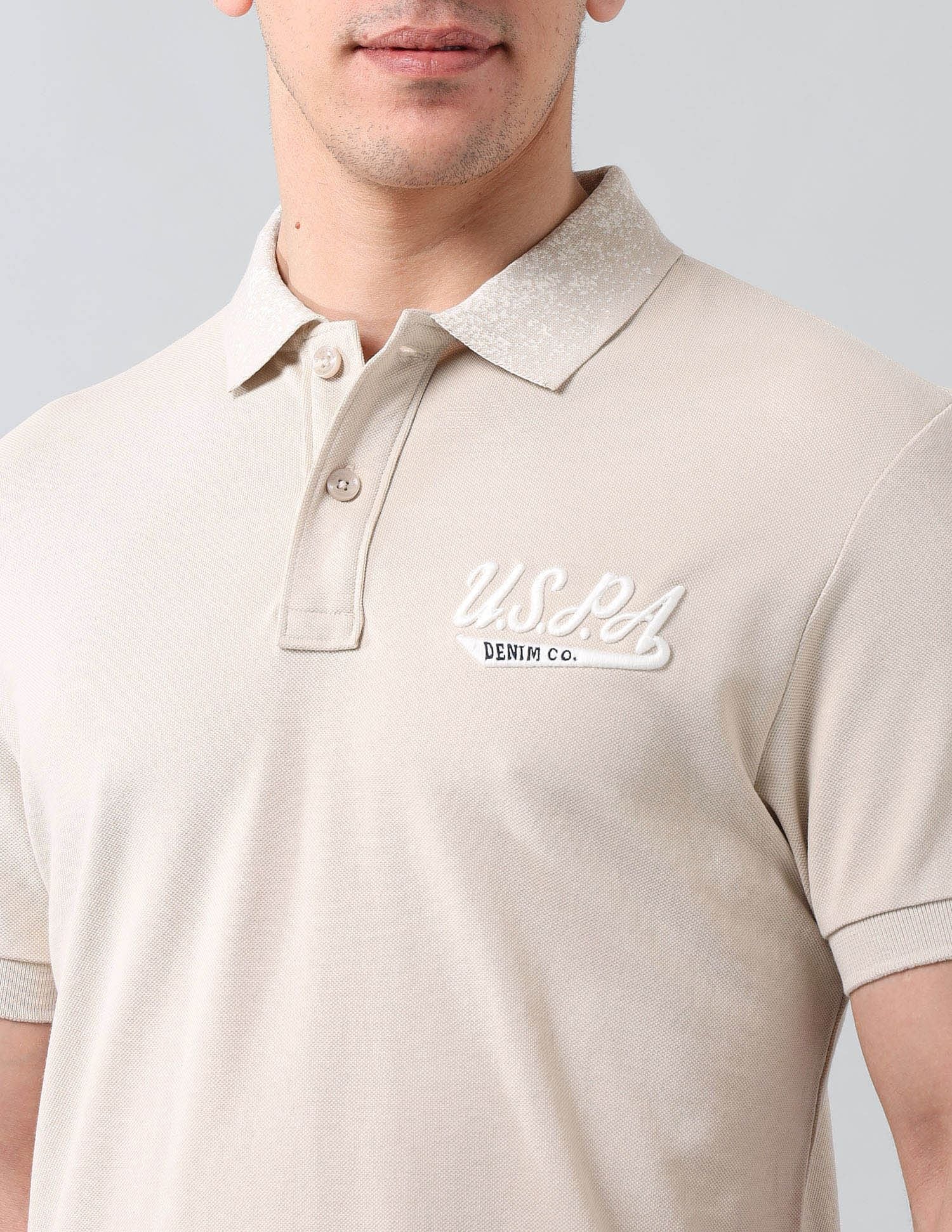 Muscle Fit Pure Cotton Polo Shirt Beige - U.S. Polo Assn. India | Large