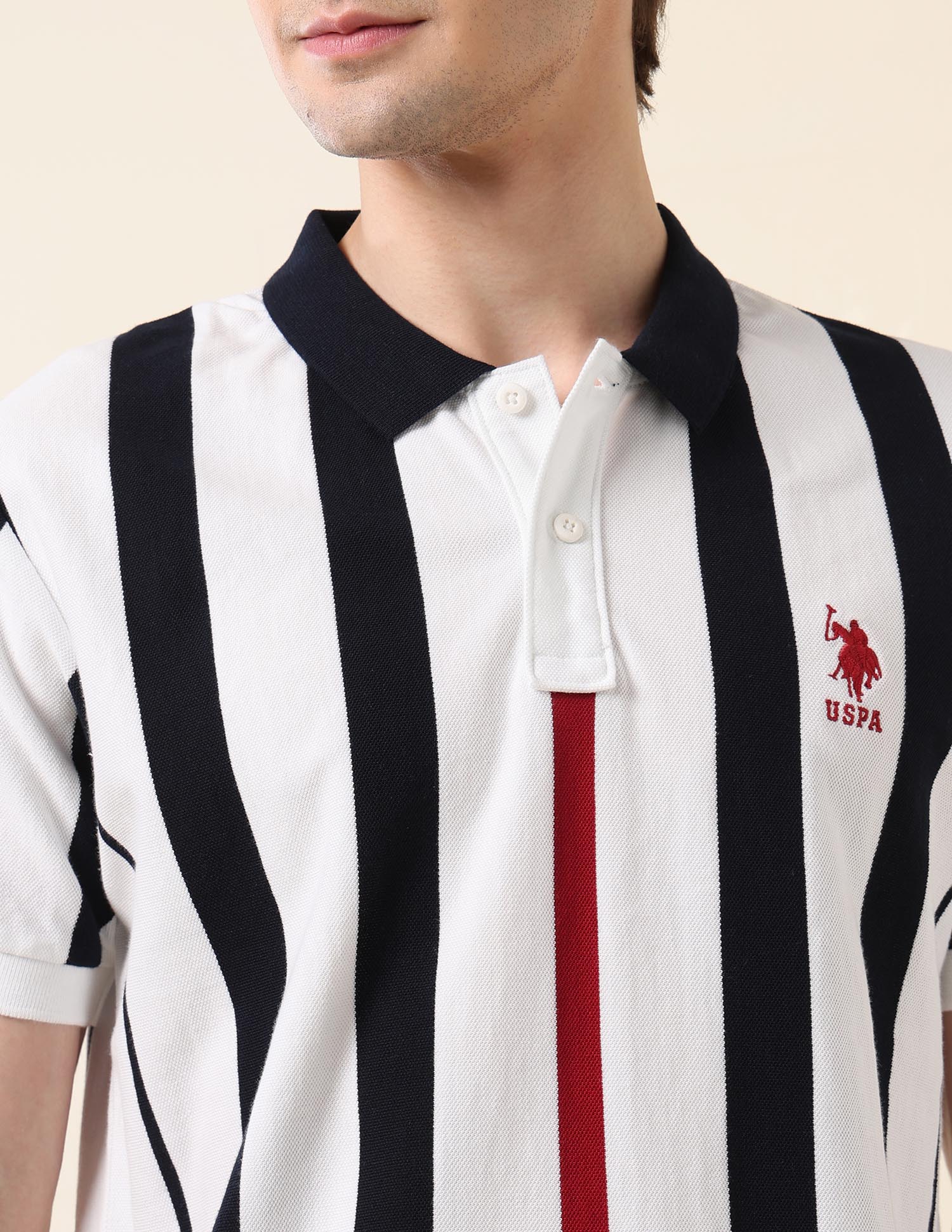 Vertical Striped Classic Polo Shirt White - U.S. Polo Assn. India | Large