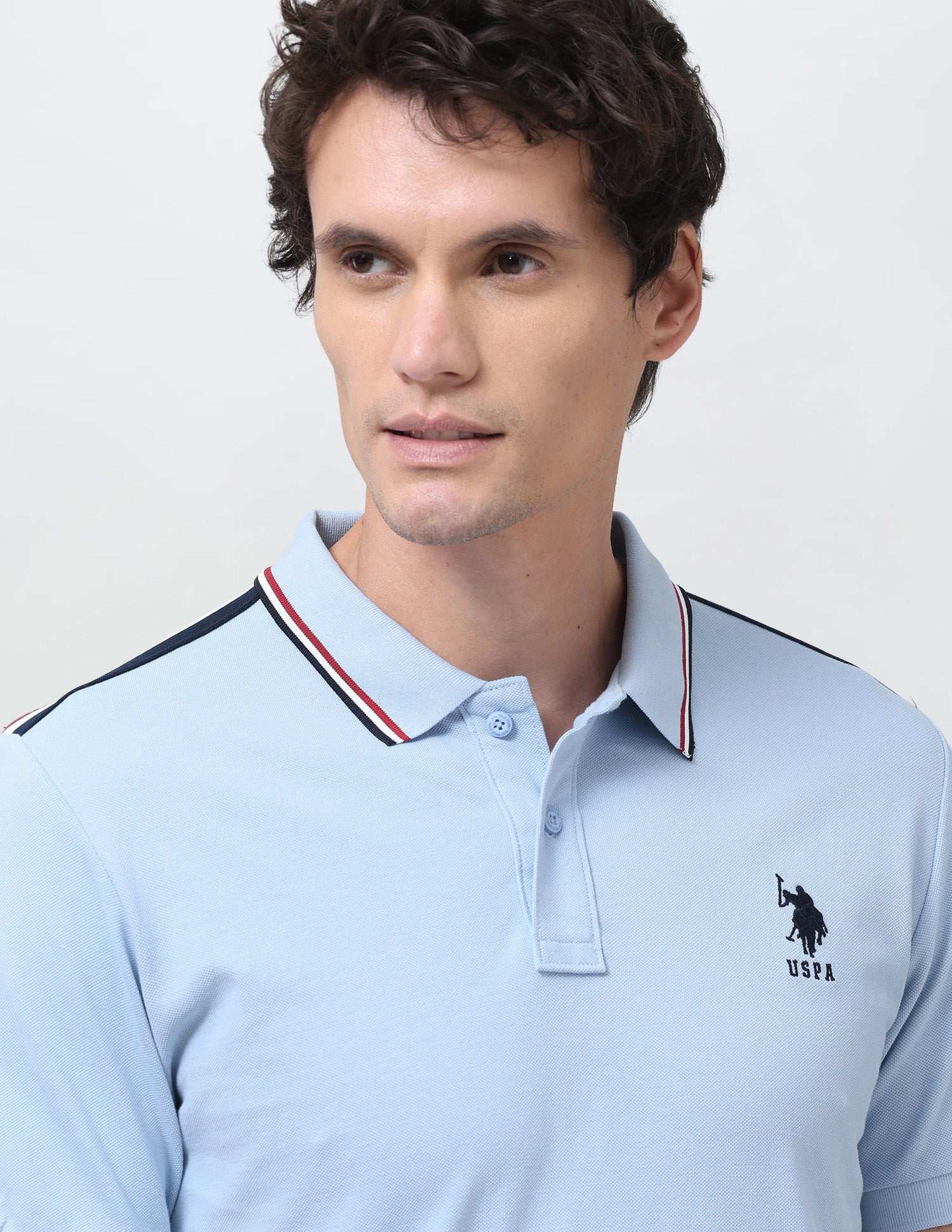 Solid Regular Fit Polo Shirt Light Blue - U.S. Polo Assn. India | Large