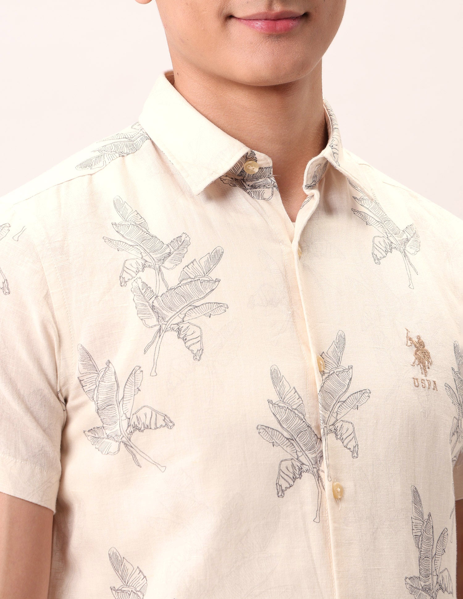 Tropical Regular Fit Shirt Ivory - U.S. Polo Assn. India | Large