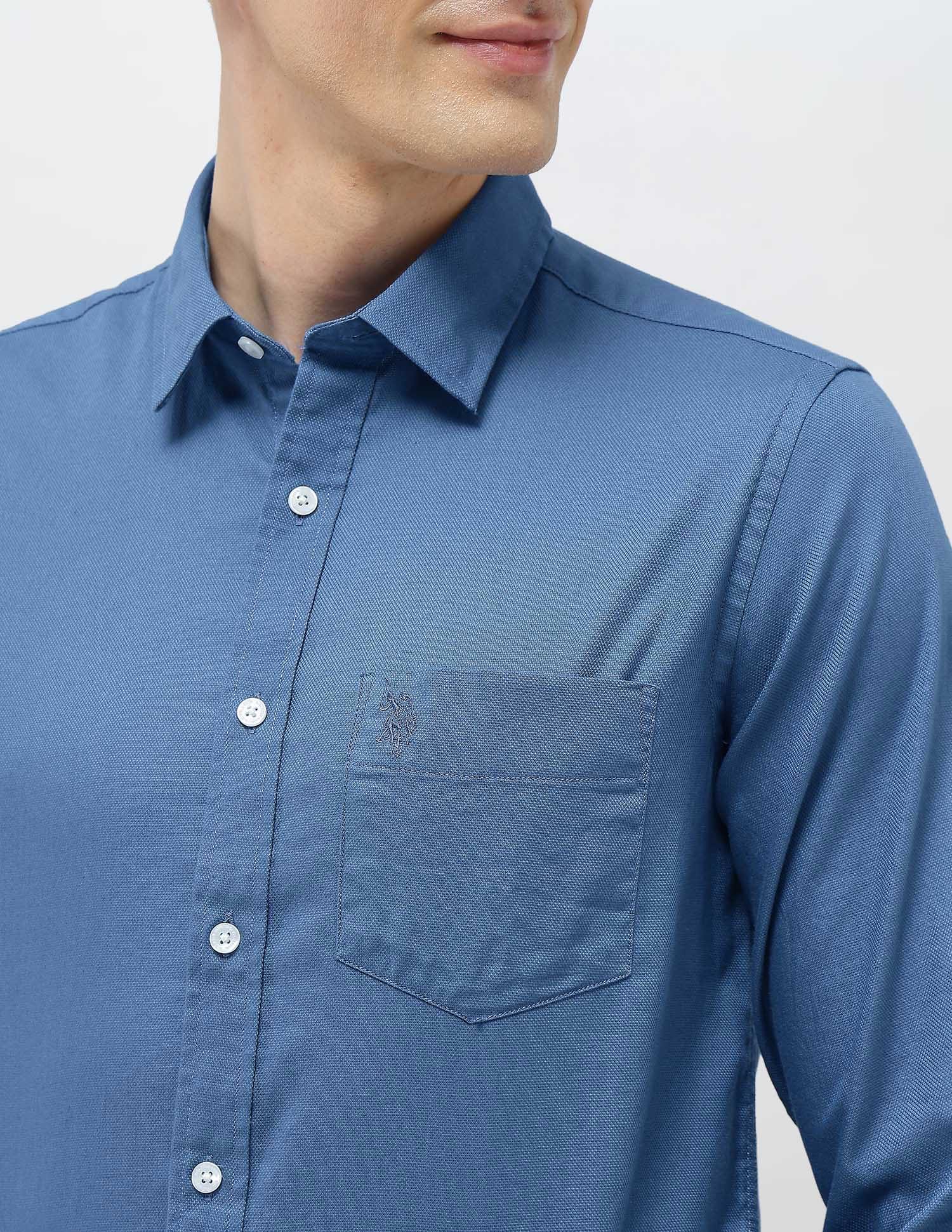 New Port Marina Dobby Shirt Teal - U.S. Polo Assn. India | Large