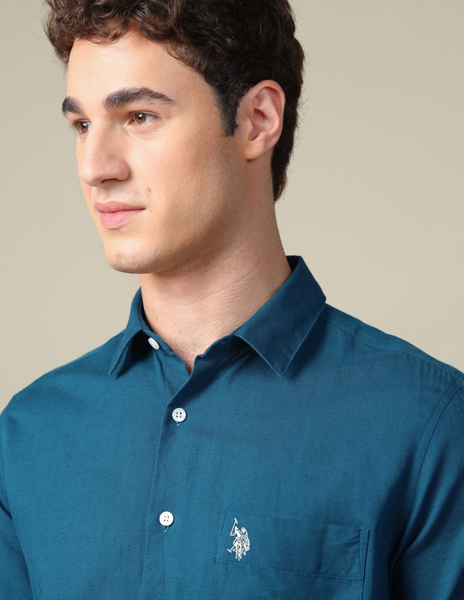 Solid Tailored Fit Shirt Teal - U.S. Polo Assn. India | Large