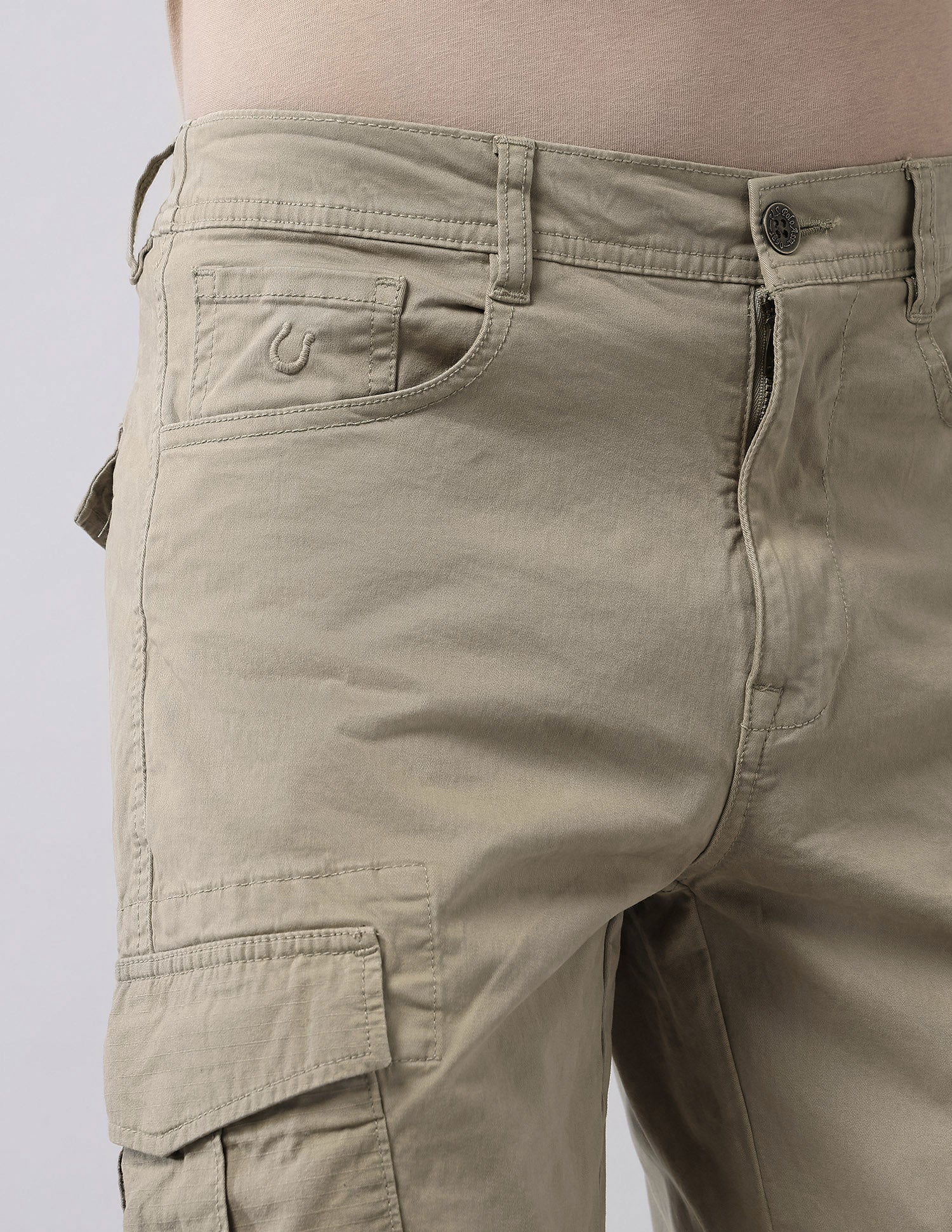 Mid Rise Straight Fit Cargos Beige - U.S. Polo Assn. India | Large