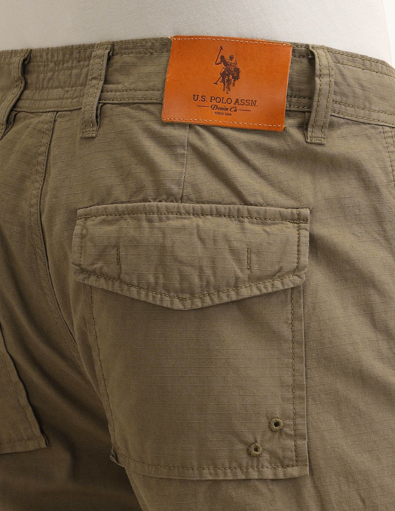 Straight Fit Textured Trousers Khaki - U.S. Polo Assn. India | Large