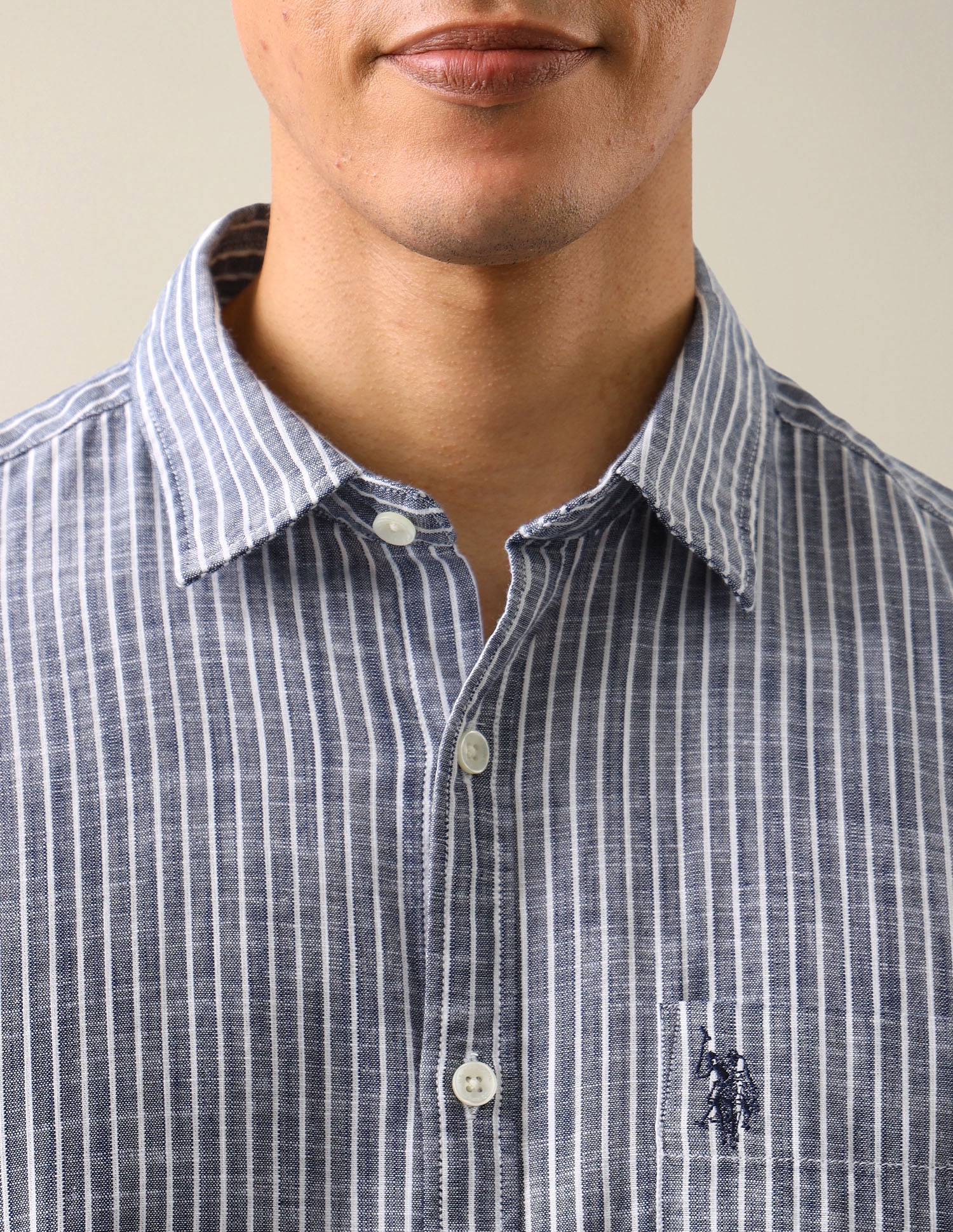 Vertical Striped Regular Fit Shirt Navy - U.S. Polo Assn. India | Large