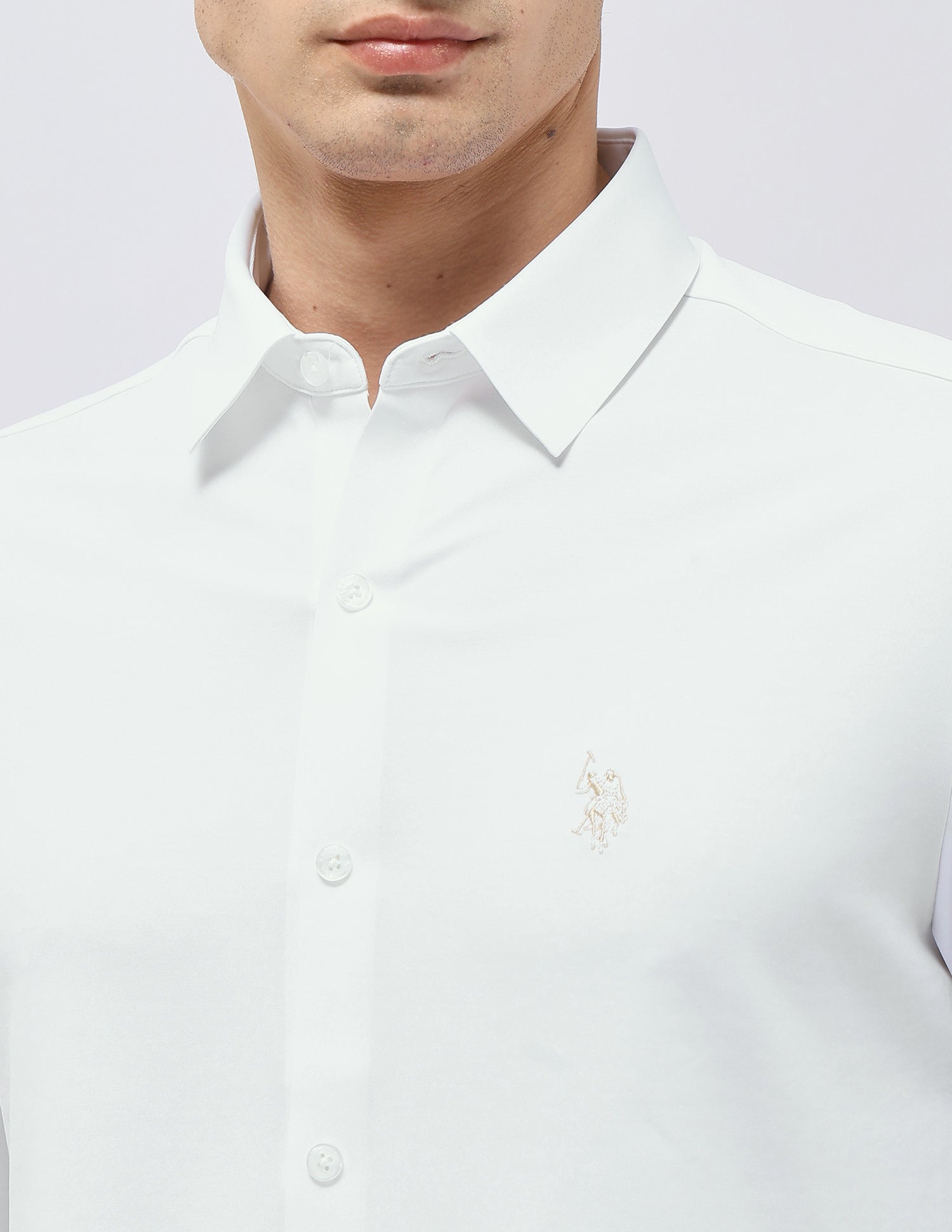 Solid Tailored Fit Shirt White - U.S. POLO ASSN. | Large