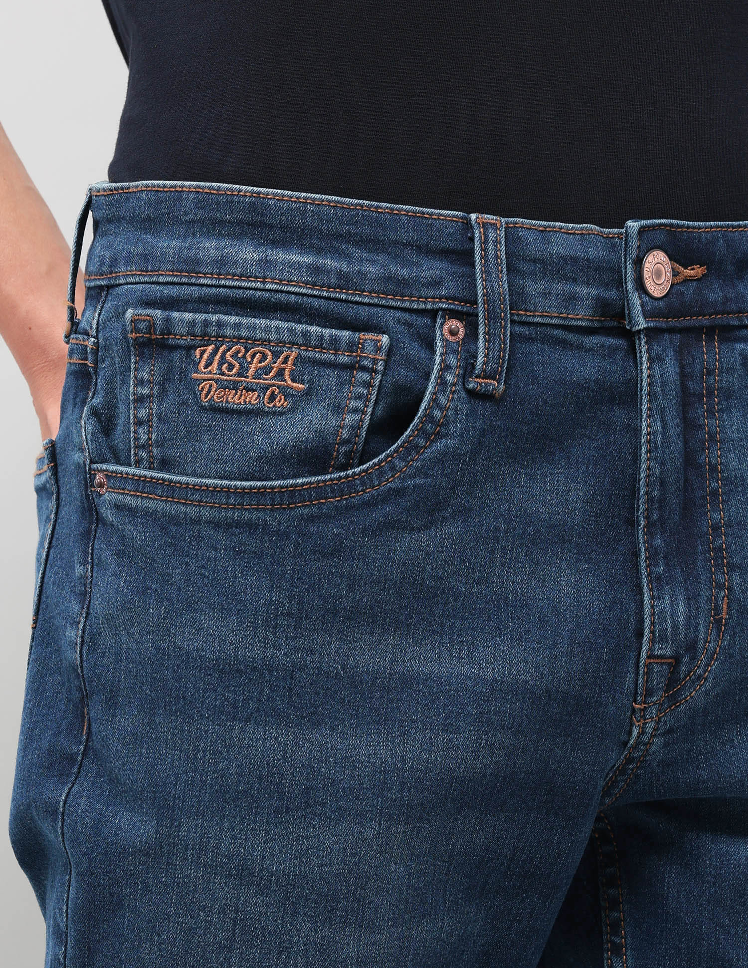 Solid Slim Fit Jeans Blue - U.S. Polo Assn. India | Large