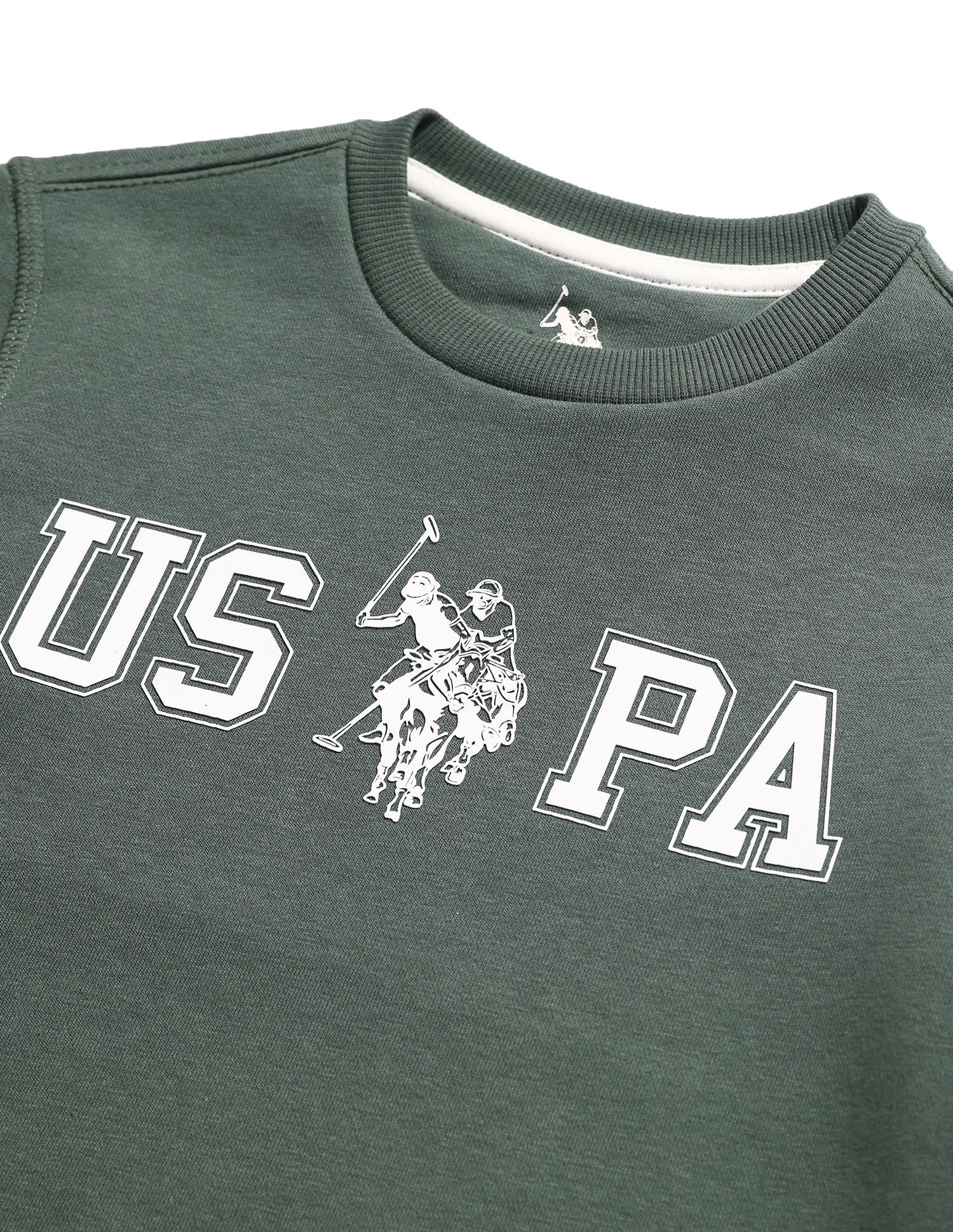 Boys Brand Printed Regular Fit Sweatshirt Light Olive - U.S. POLO ASSN. | Large