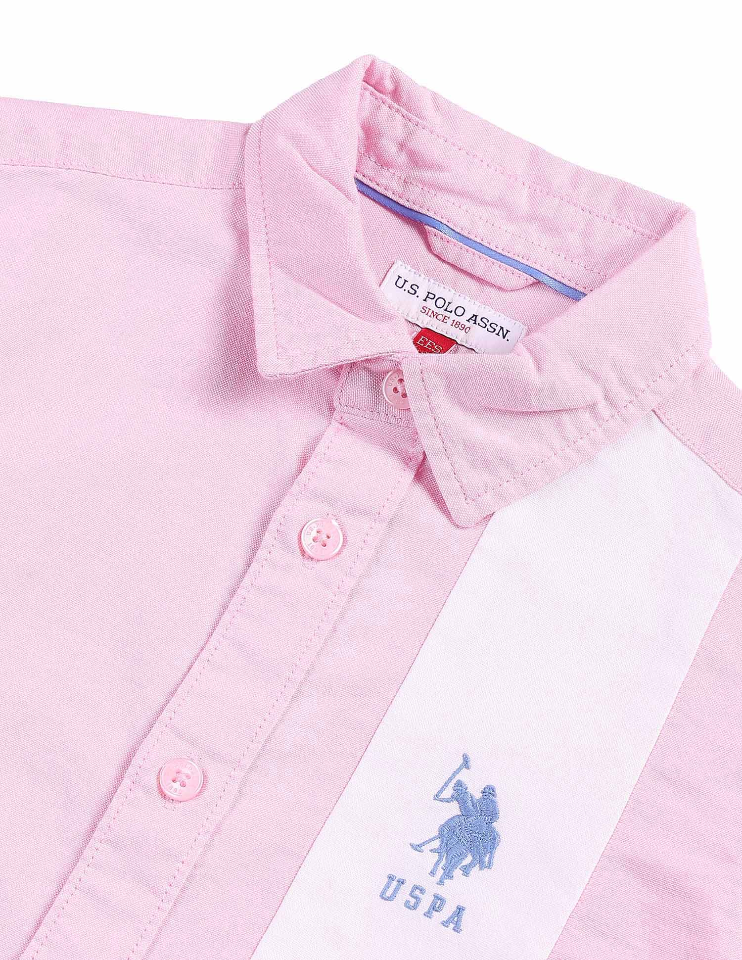 Boys Brand Stripe Dobby Shirt Pink - U.S. POLO ASSN. | Large