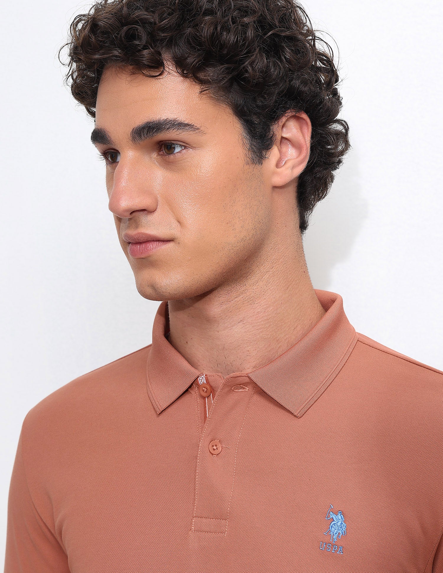 Solid Slim Fit Polo Shirt Orange - U.S. Polo Assn. India | Large