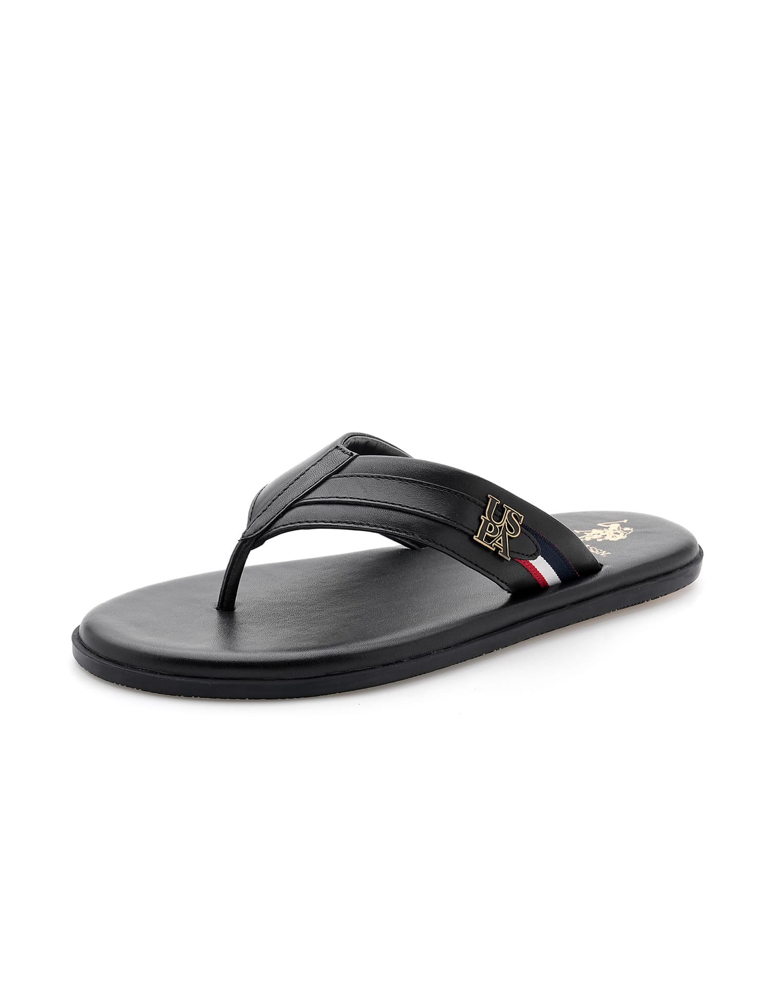 Men Broad Strap Hendrik Flip Flops Black - U.S. Polo Assn. India | Large