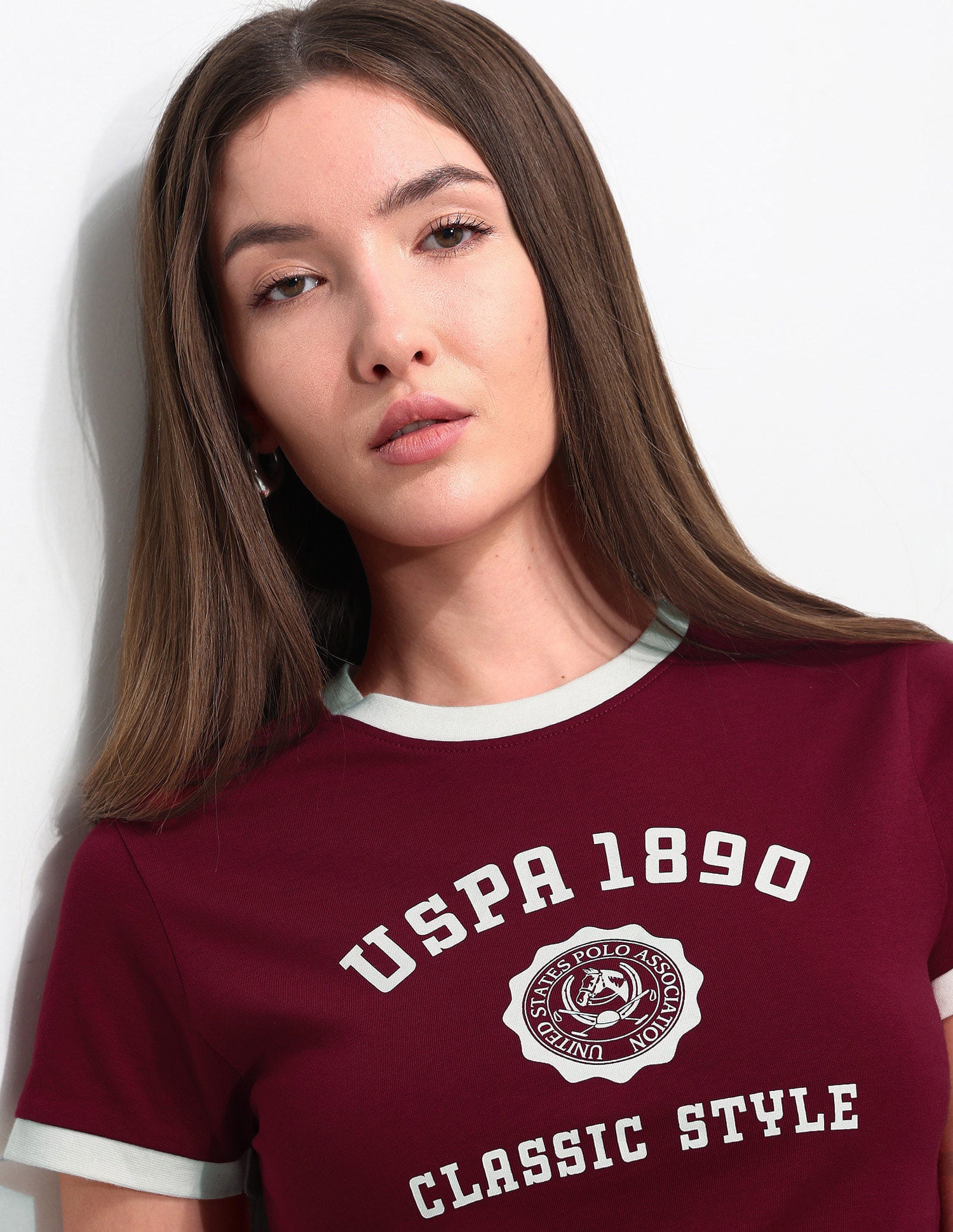 Fitted Brand Printed T-Shirt Dark Red - U.S. Polo Assn. India | Large