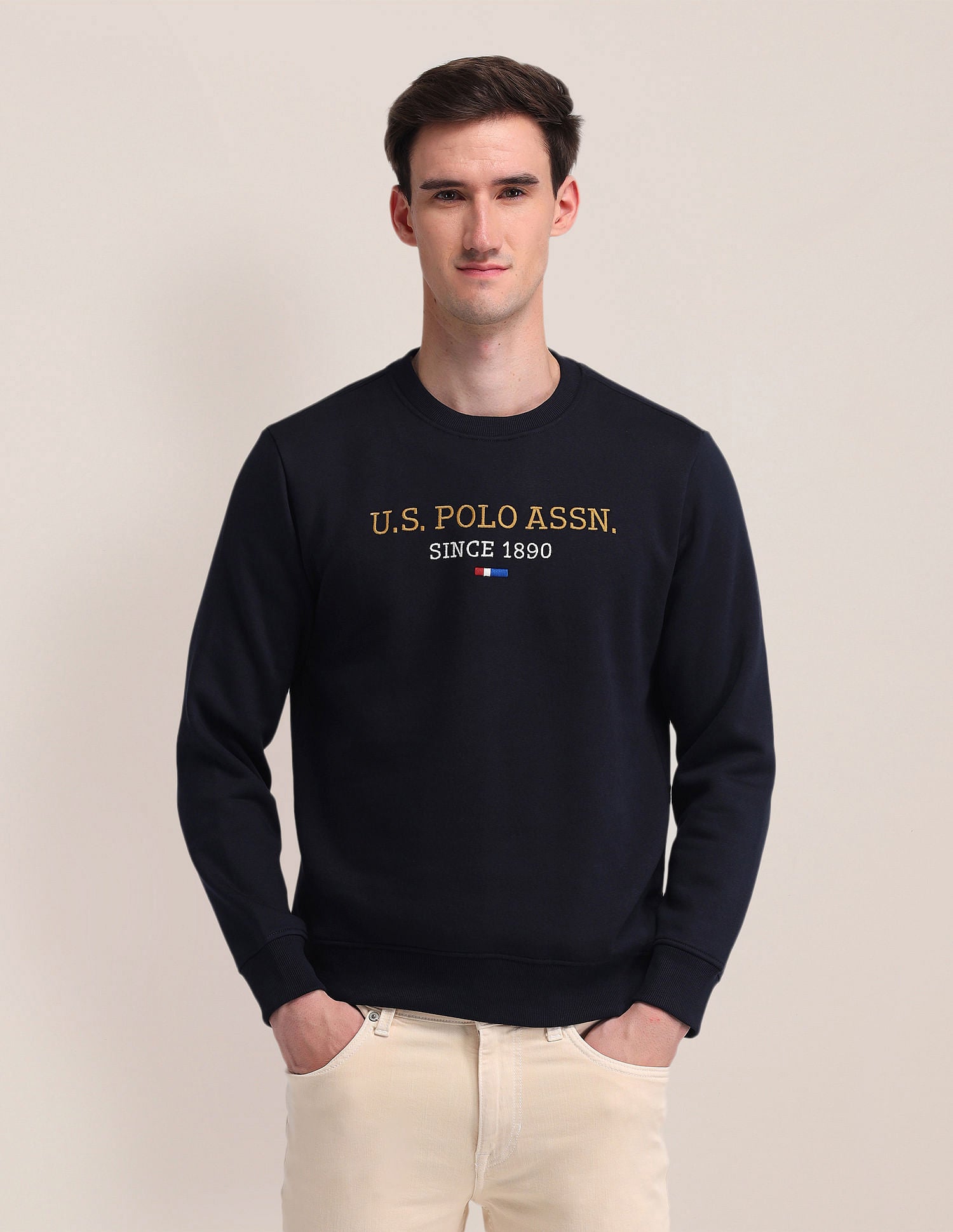 Regular Fit Embroidered Sweatshirt Blue - U.S. POLO ASSN. | Large