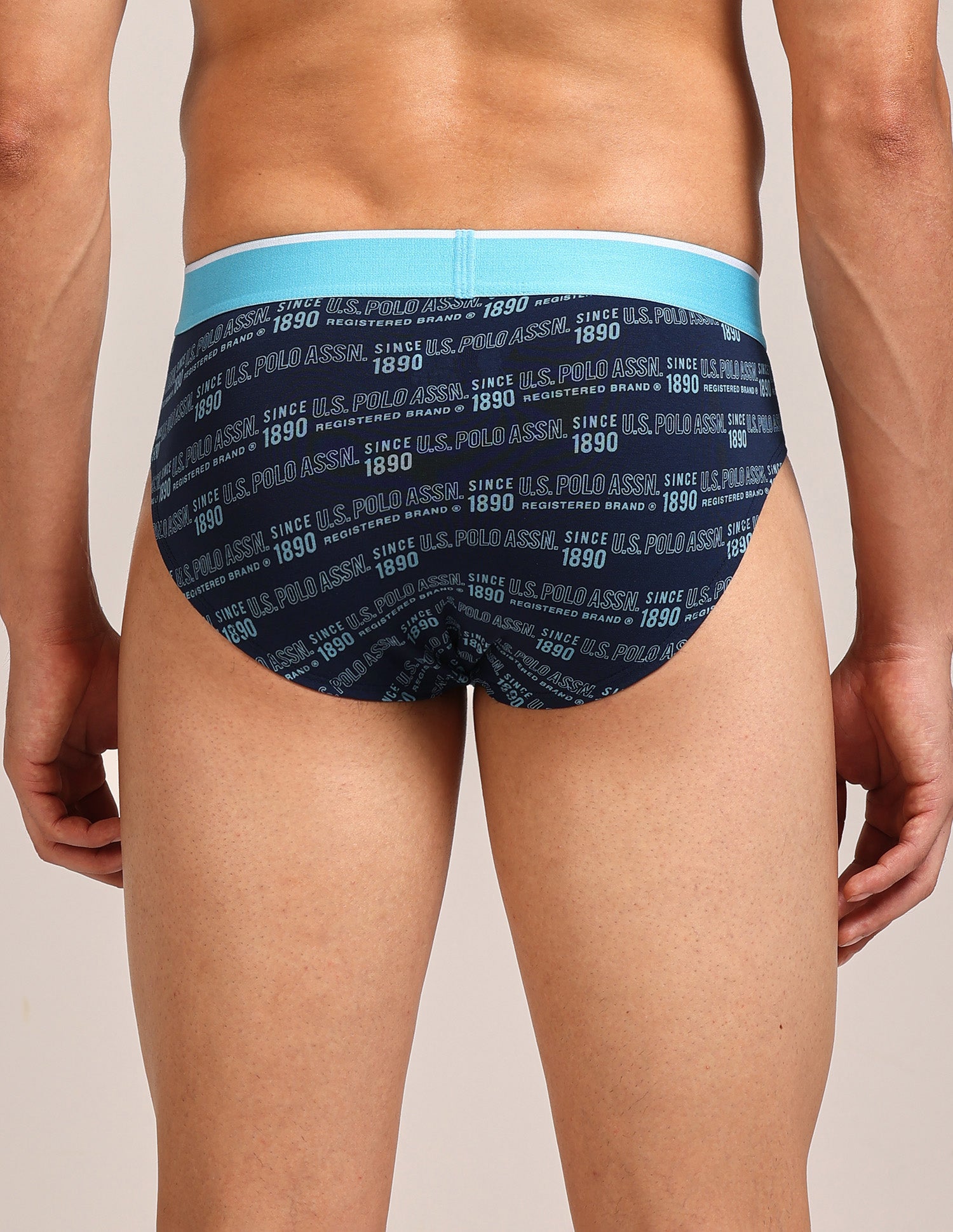 Abrasion Free Printed OEB24 Briefs - Pack Of 3 Blue, Navy, Light Blue - U.S. Polo Assn. India | Large