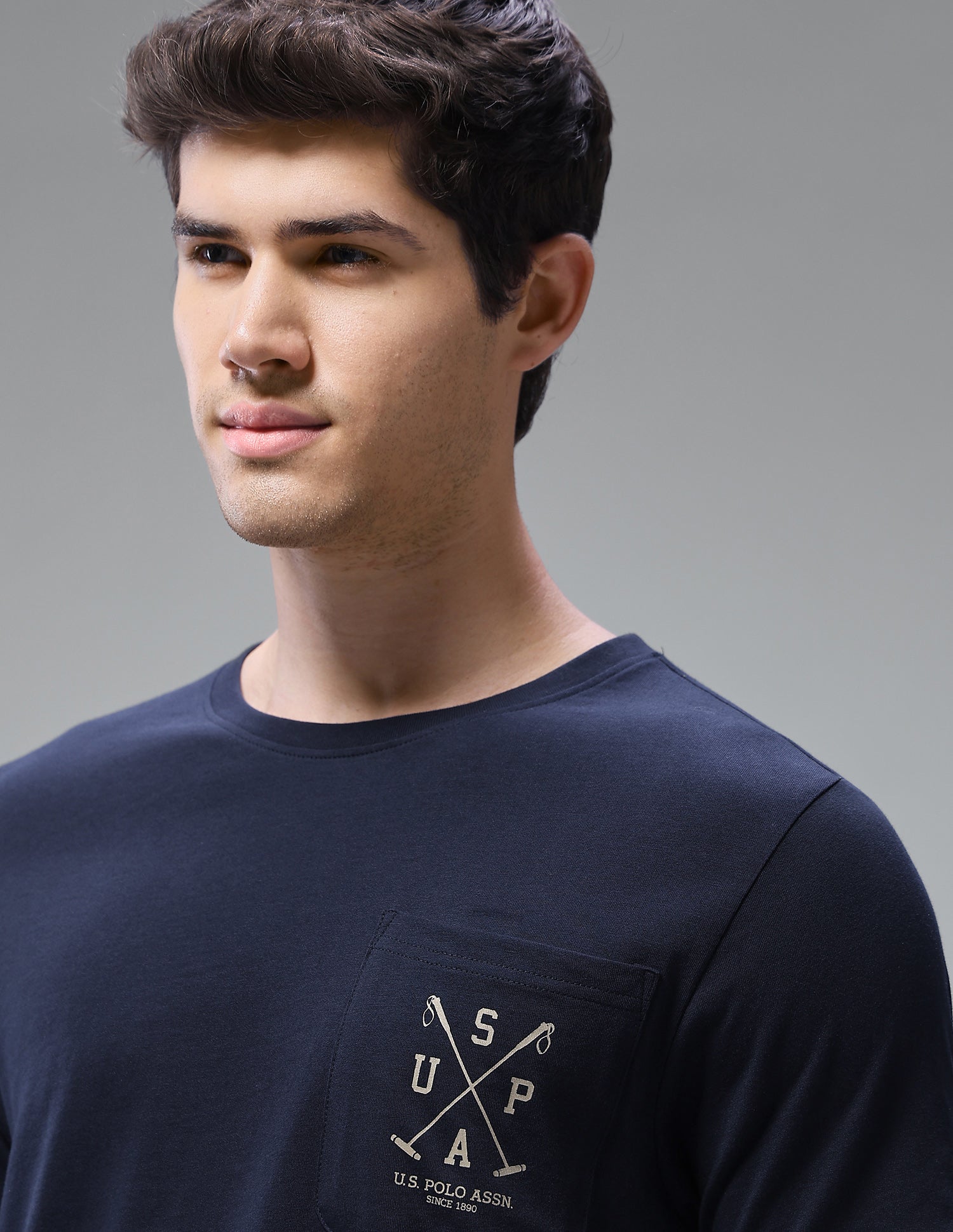 Solid Regular Fit Loungewear T-Shirt Navy - U.S. Polo Assn. India | Large