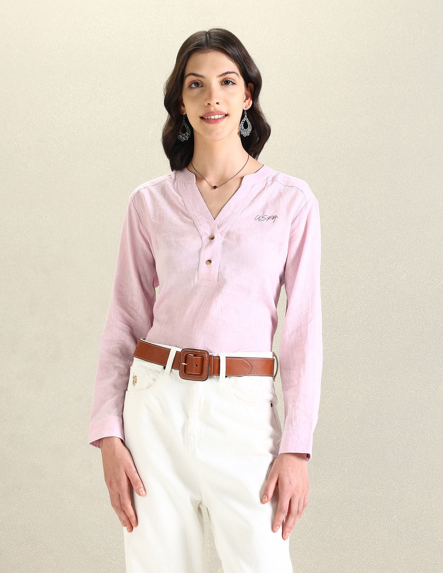 Solid Linen Tunic Top Lavender - U.S. POLO ASSN. | Large