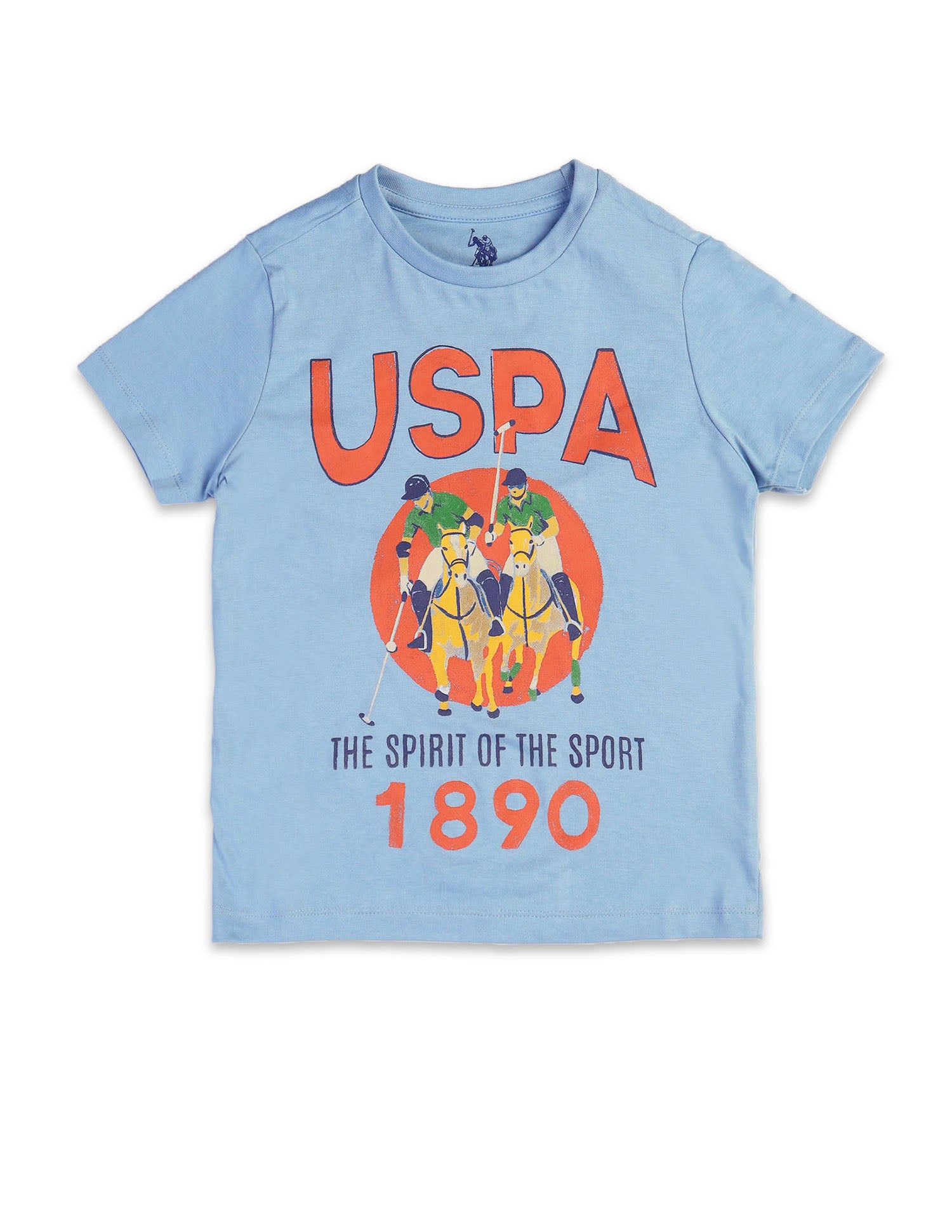 Boys Graphic Brand Printed Regular Fit T-Shirt Blue - U.S. POLO ASSN. | Large