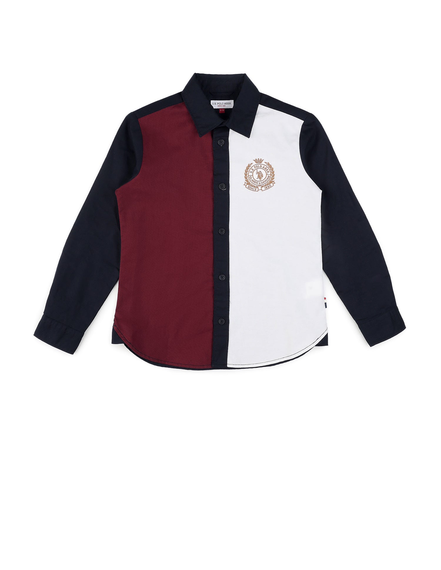 Boys Colorblocked Pure Cotton Shirt Navy - U.S. POLO ASSN. | Large