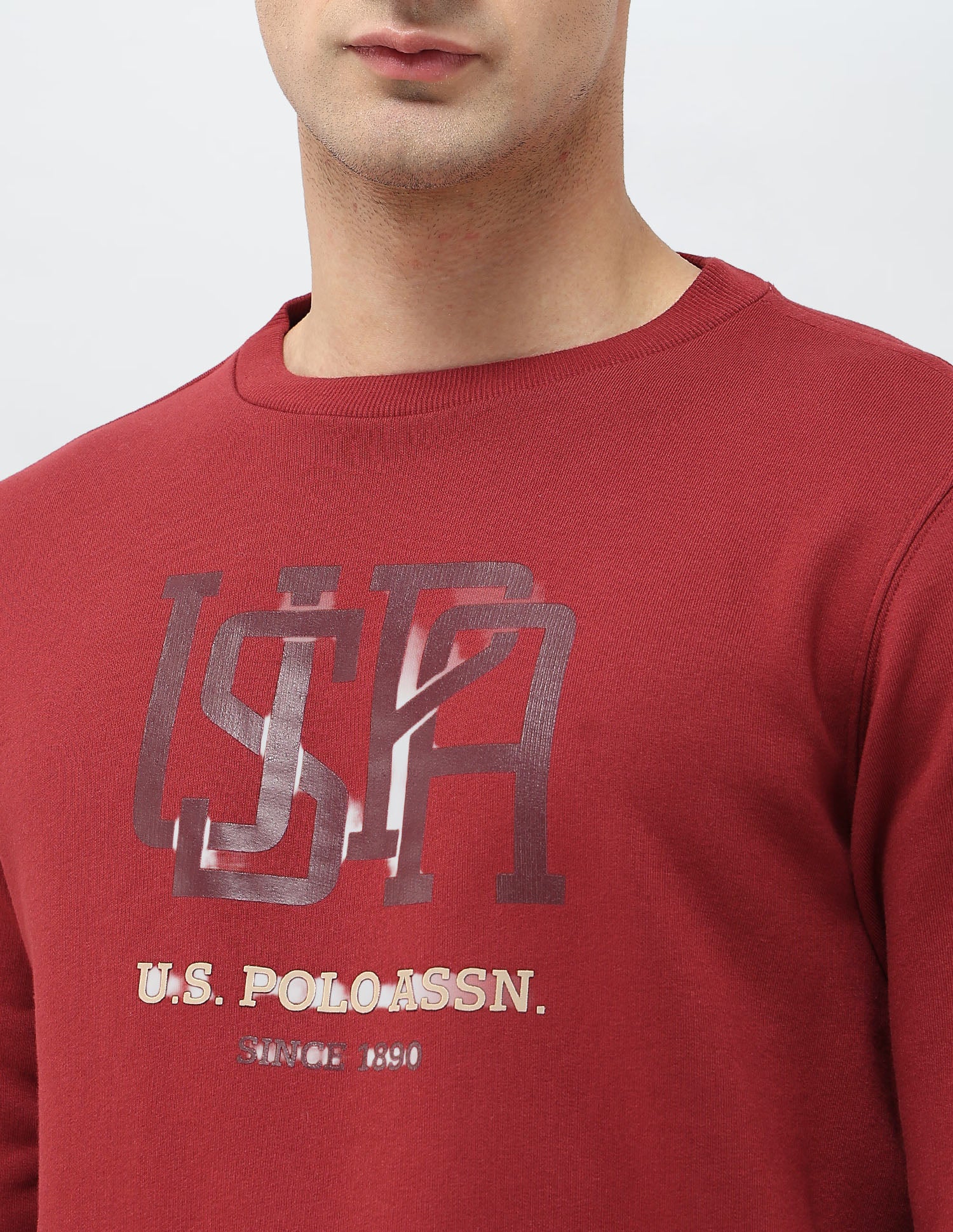 Brand Printed Regular Fit Sweatshirt Dark Red - U.S. POLO ASSN. | Large