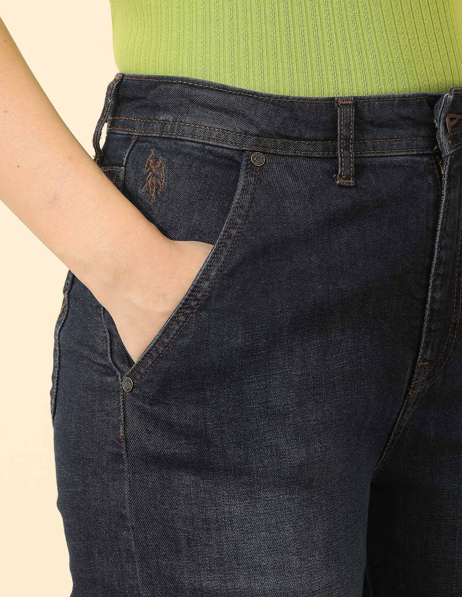 High Rise Straight Fit Jeans Dark Blue - U.S. POLO ASSN. | Large
