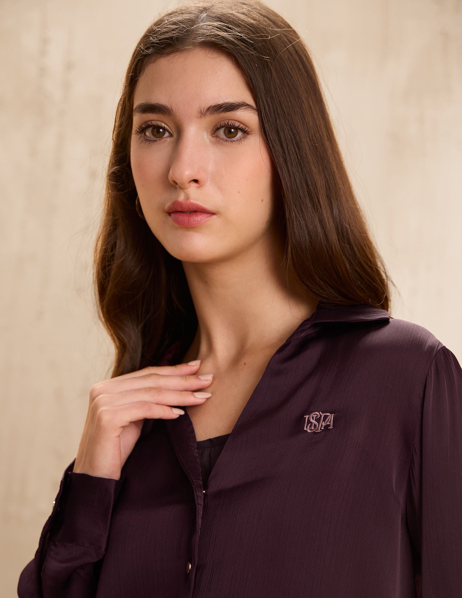 Relaxed Fit Satin Shirt Red - U.S. POLO ASSN. | Large