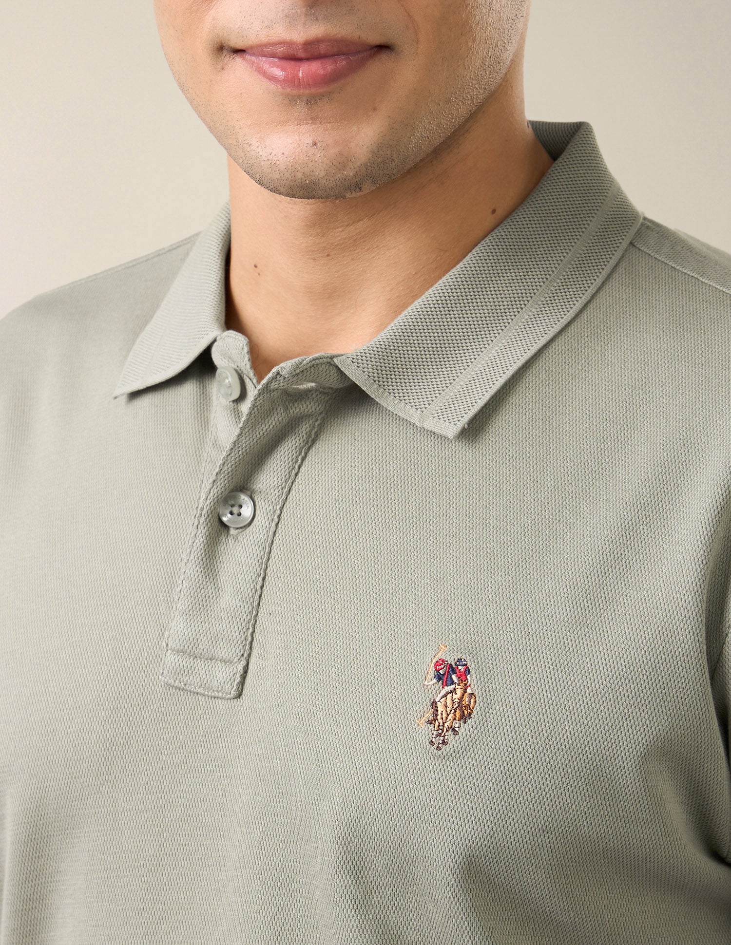 Solid Slim Fit Polo Shirt Olive - U.S. Polo Assn. India | Large