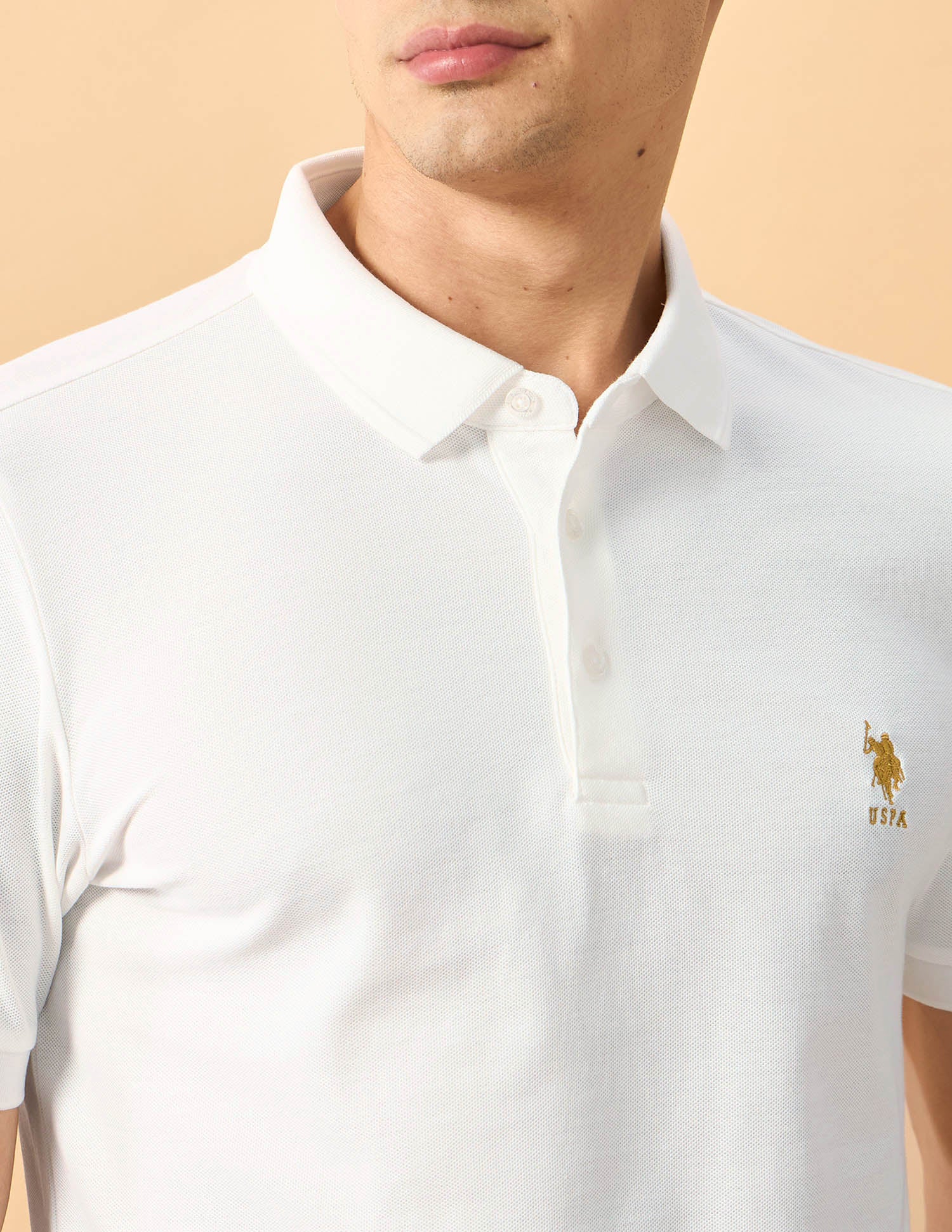 Pacho X Solid Regular Fit Polo Shirt Off White - U.S. POLO ASSN. | Large