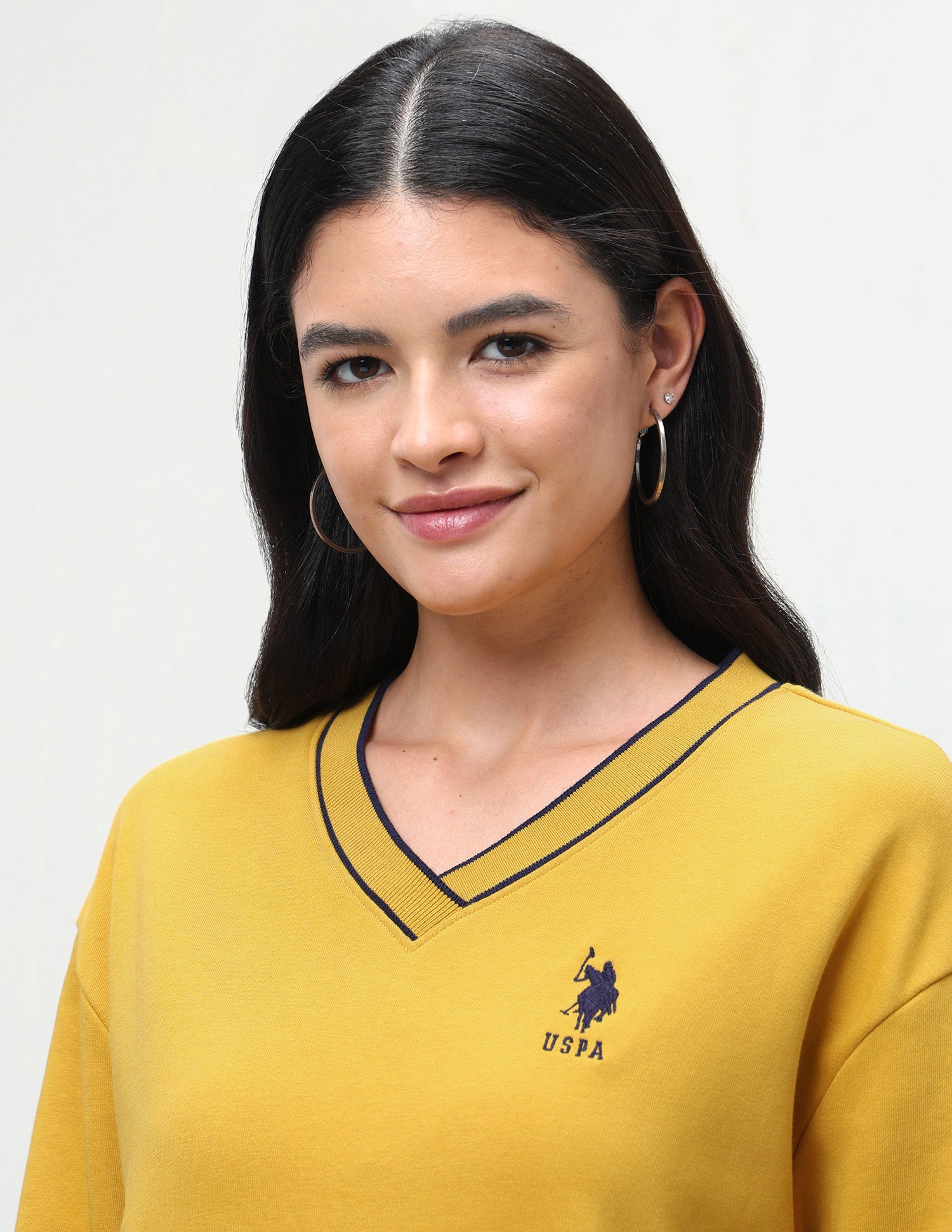 Solid Regular Fit Sweatshirt Mustard - U.S. Polo Assn. India | Large