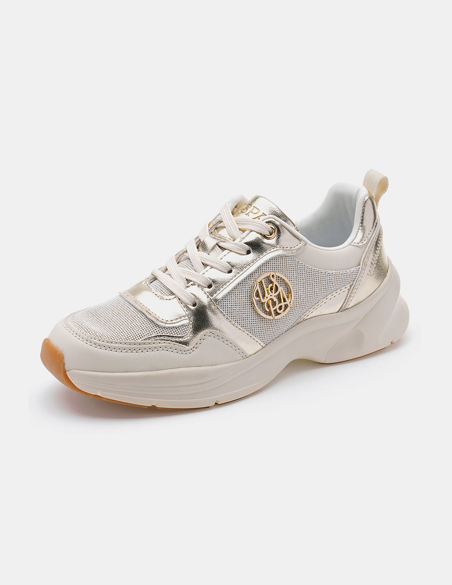 Women Round Toe Ginevra Sneakers Gold - U.S. POLO ASSN. | Large