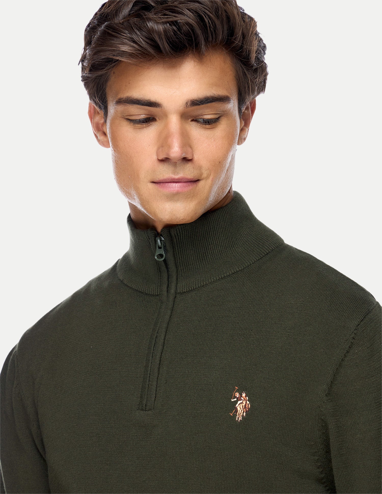 Solid Regular Fit Sweater Dark Green - U.S. Polo Assn. India | Large