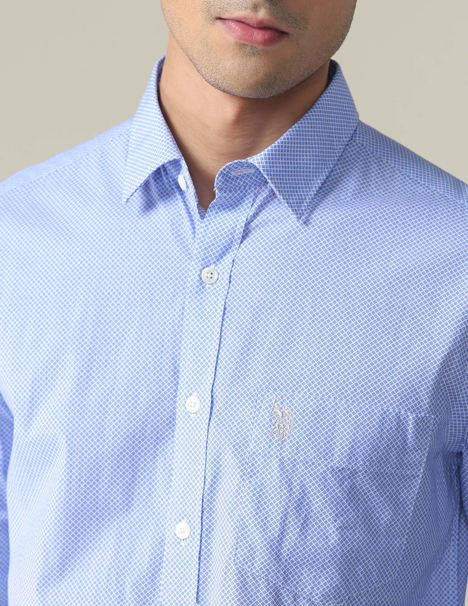 Micro Print Shirt Blue - U.S. POLO ASSN. | Large