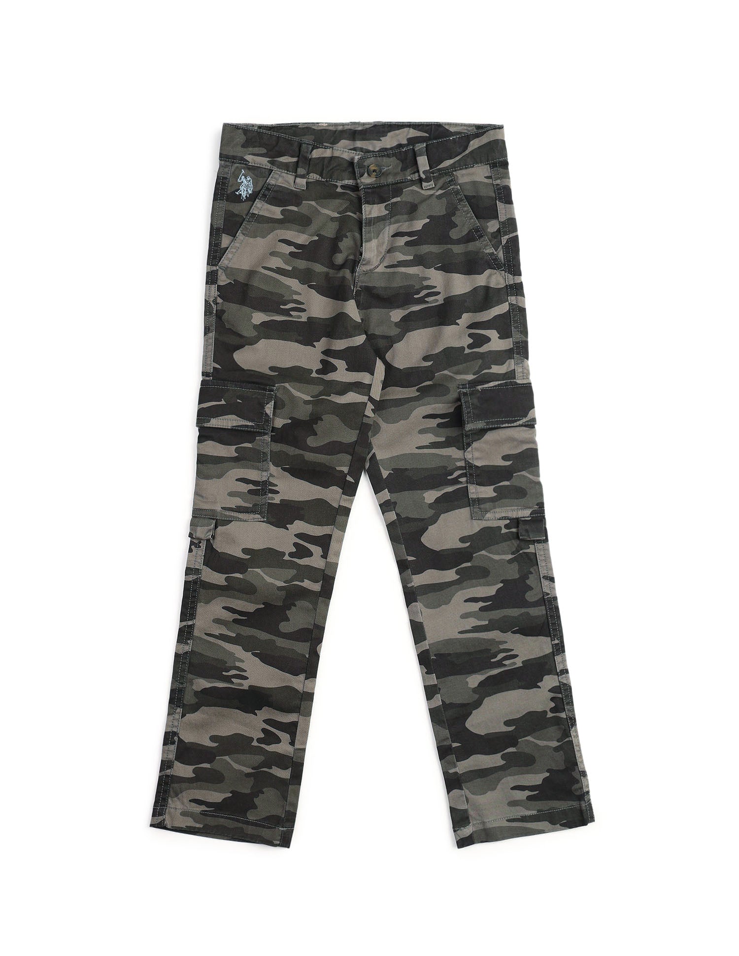 Boys Camouflage Printed Regular Fit Cargos Olive - U.S. POLO ASSN. | Large