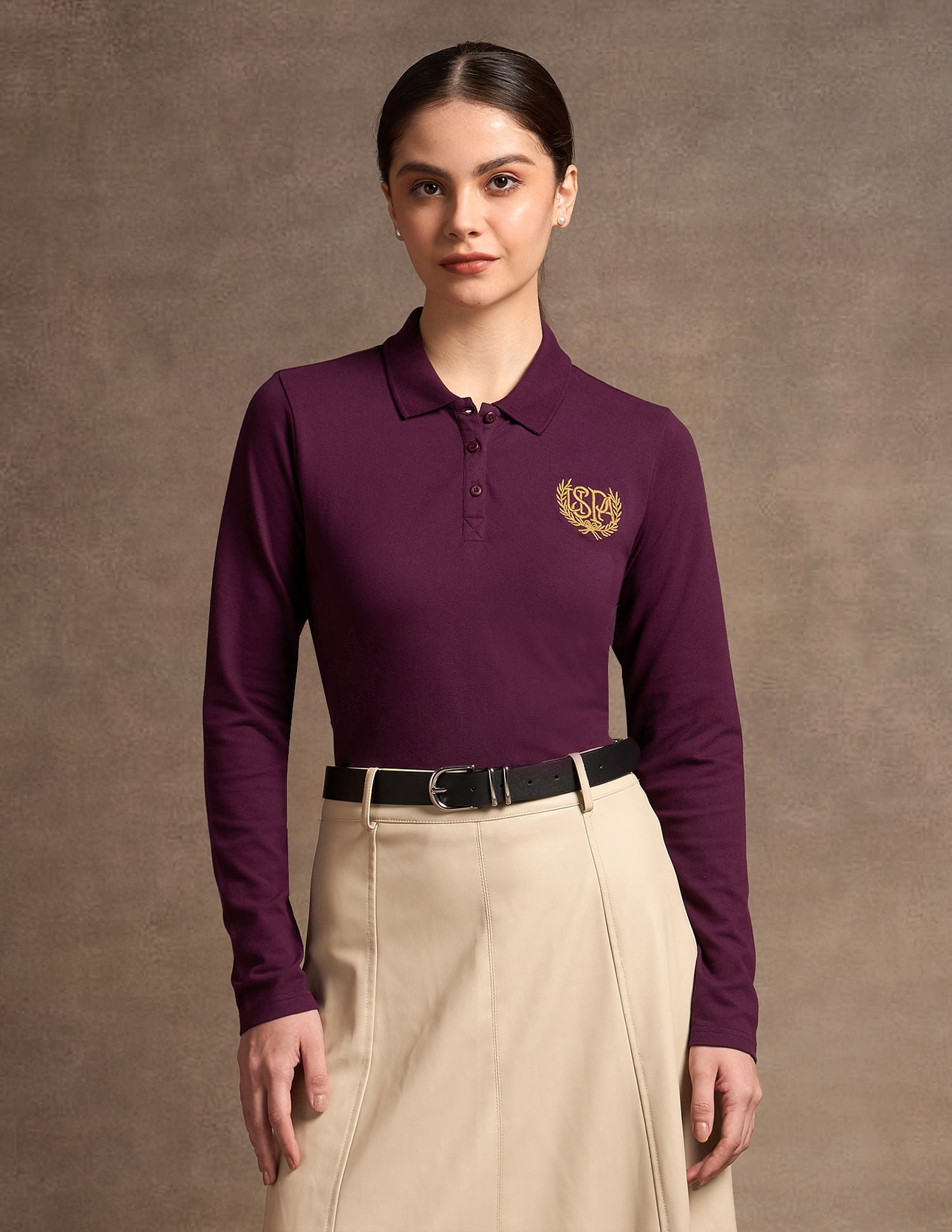 Crest Logo Long Sleeve Polo Shirt Purple - U.S. POLO ASSN. | Large