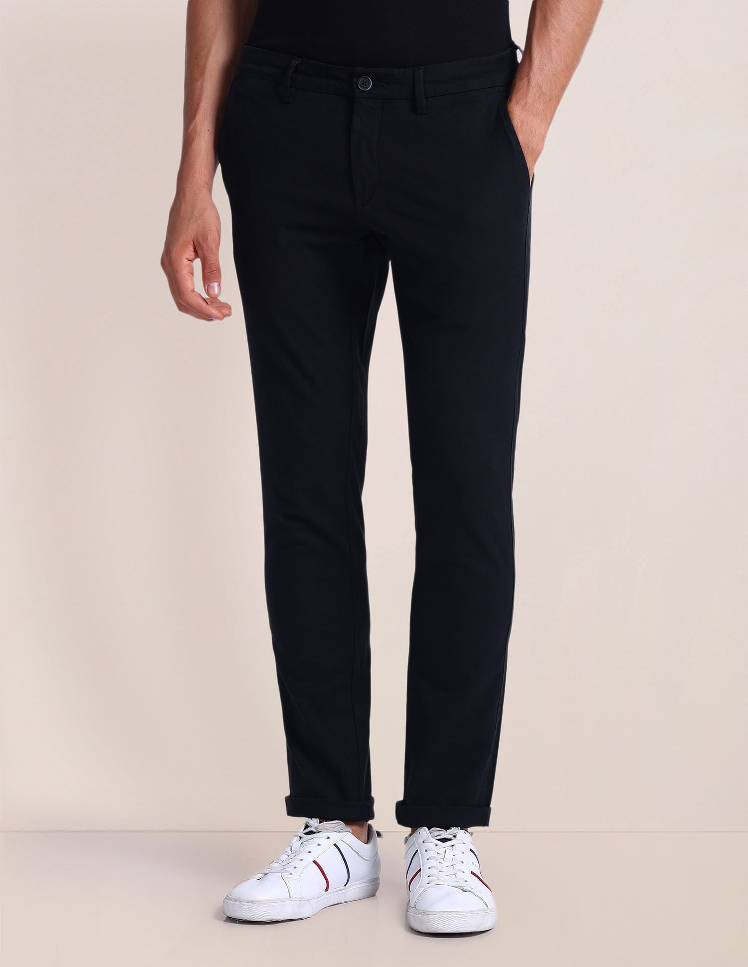 Slim Straight Cotton Linen Chinos Black - U.S. Polo Assn. India | Large