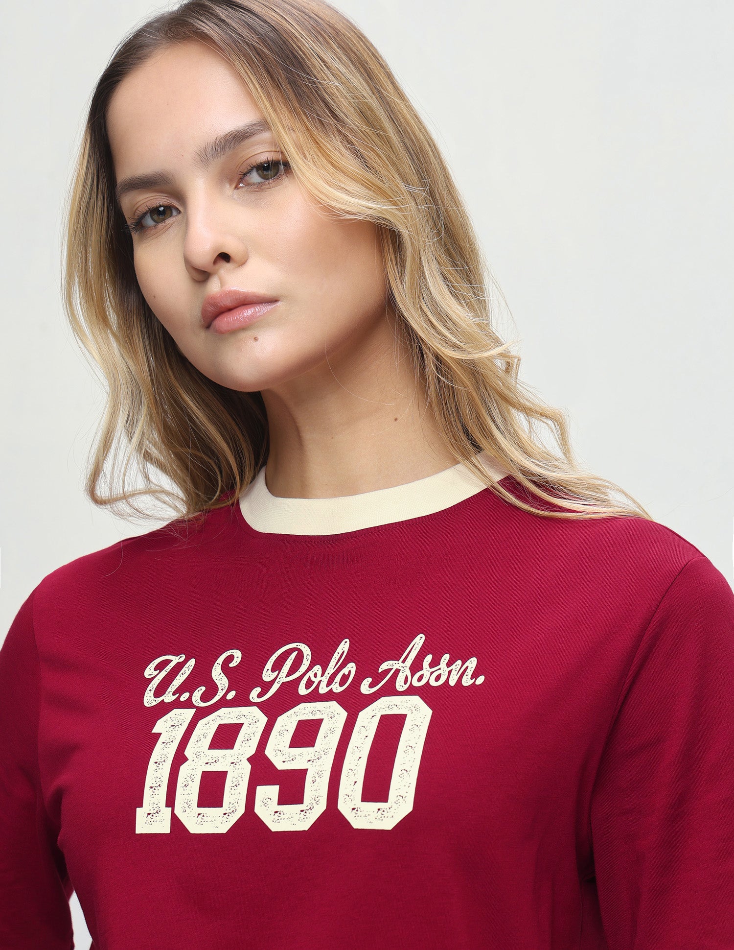 Typographic Brand Printed Boxy Fit T-Shirt Red - U.S. Polo Assn. India | Large
