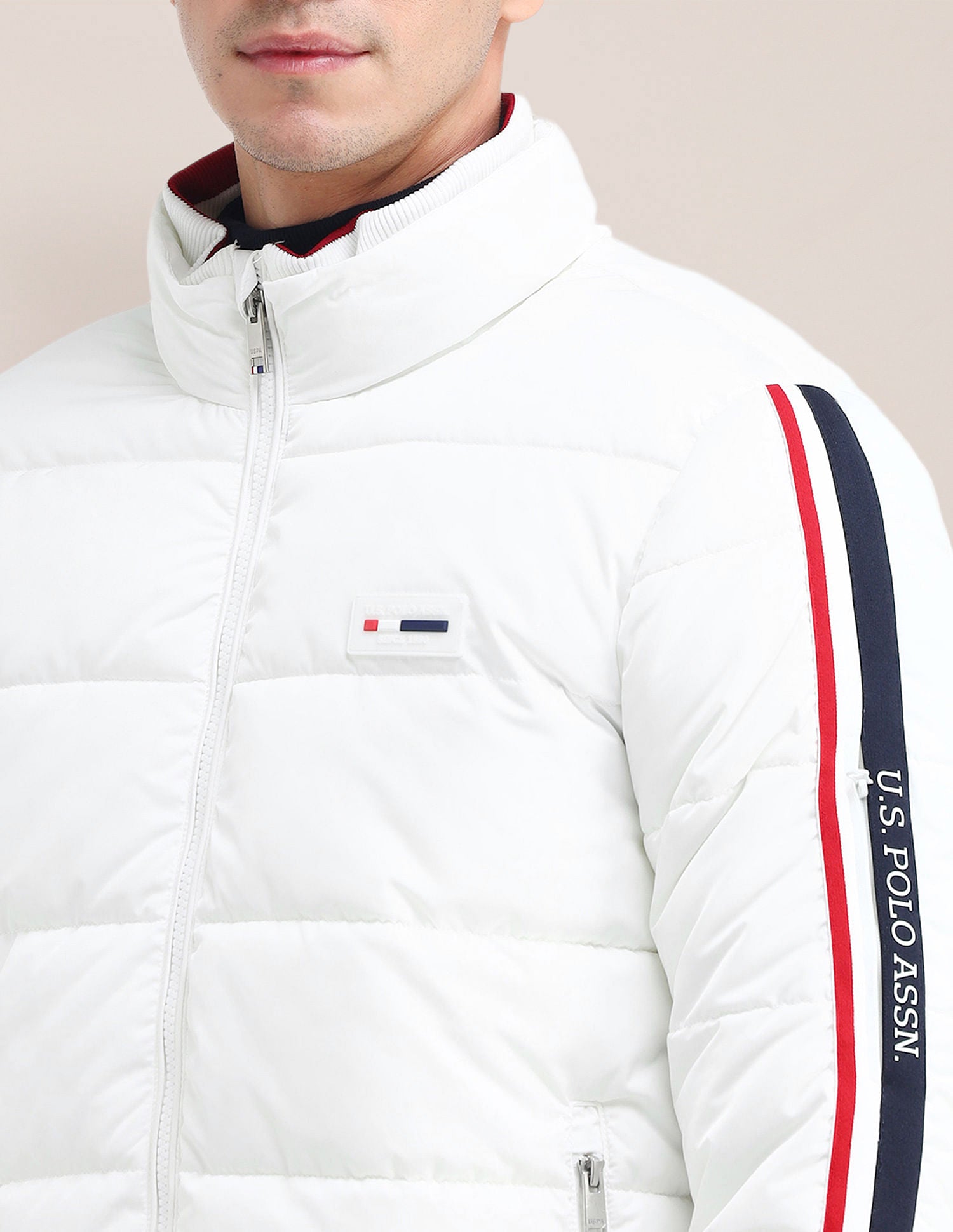 Solid Puffer Jacket White - U.S. Polo Assn. India | Large