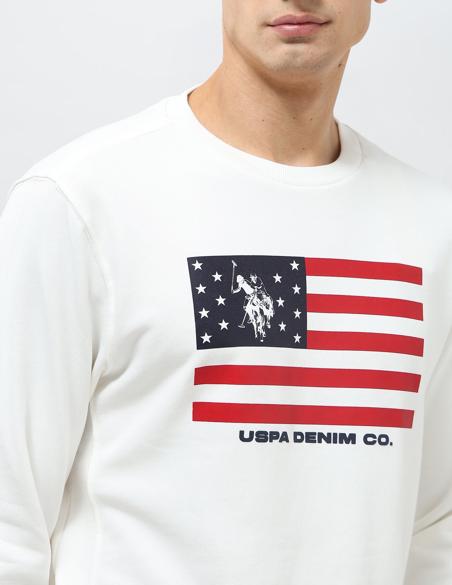 Graphic Printed Regular Fit Sweatshirt Ivory - U.S. POLO ASSN. | Large
