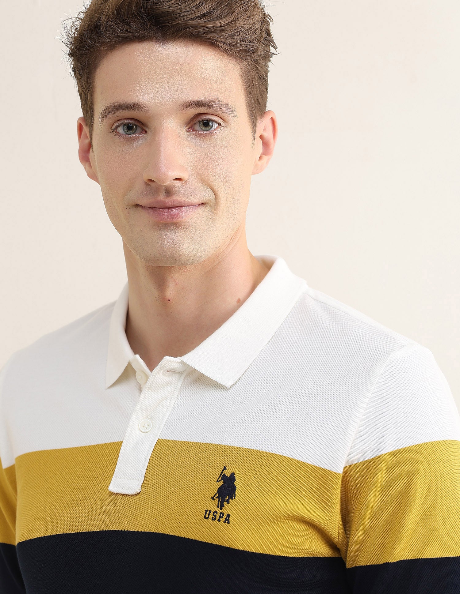Colourblocked Slim Fit Polo Shirt Yellow - U.S. Polo Assn. India | Large