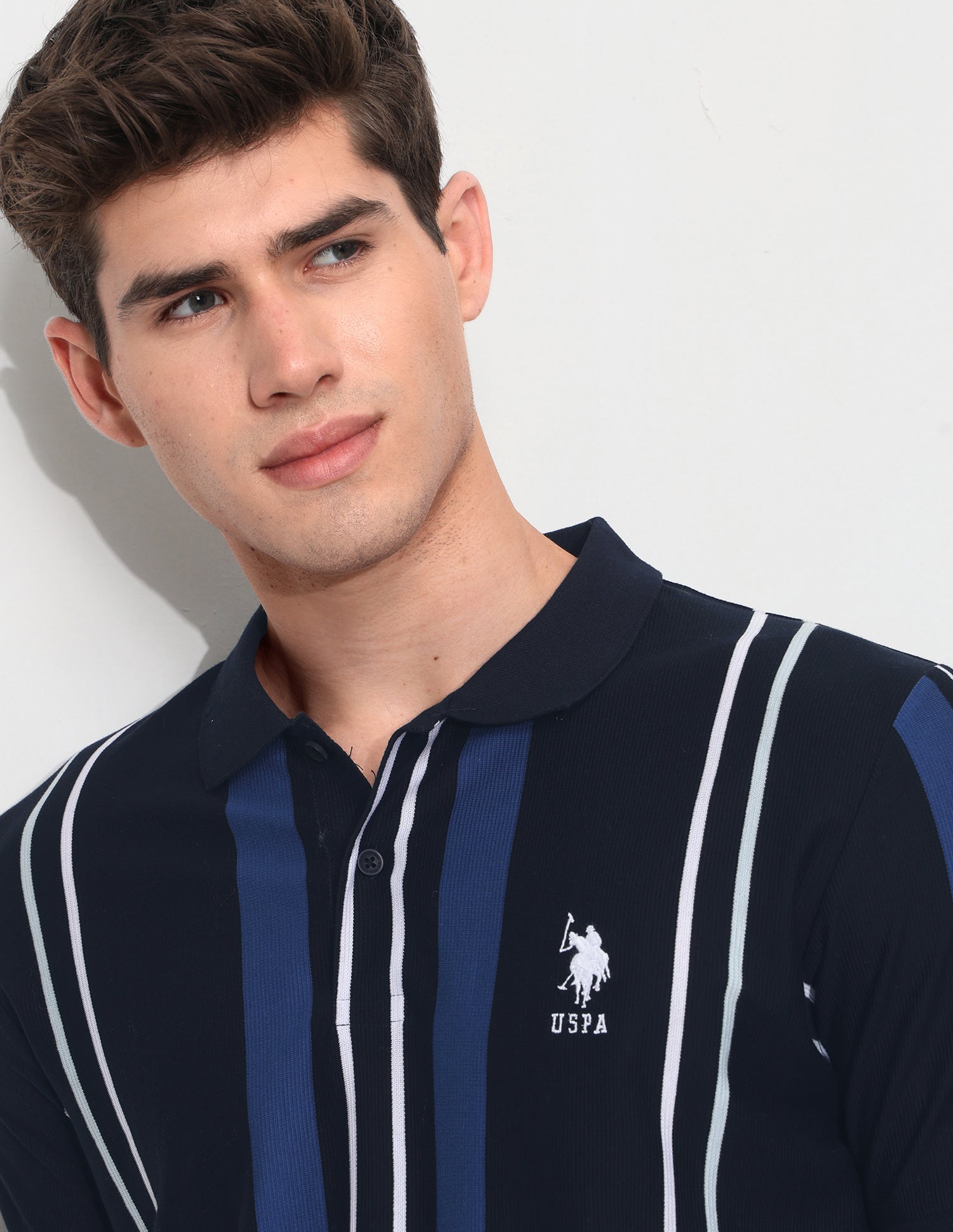 Vertical Striped Slim Fit Polo Shirt Navy - U.S. Polo Assn. India | Large