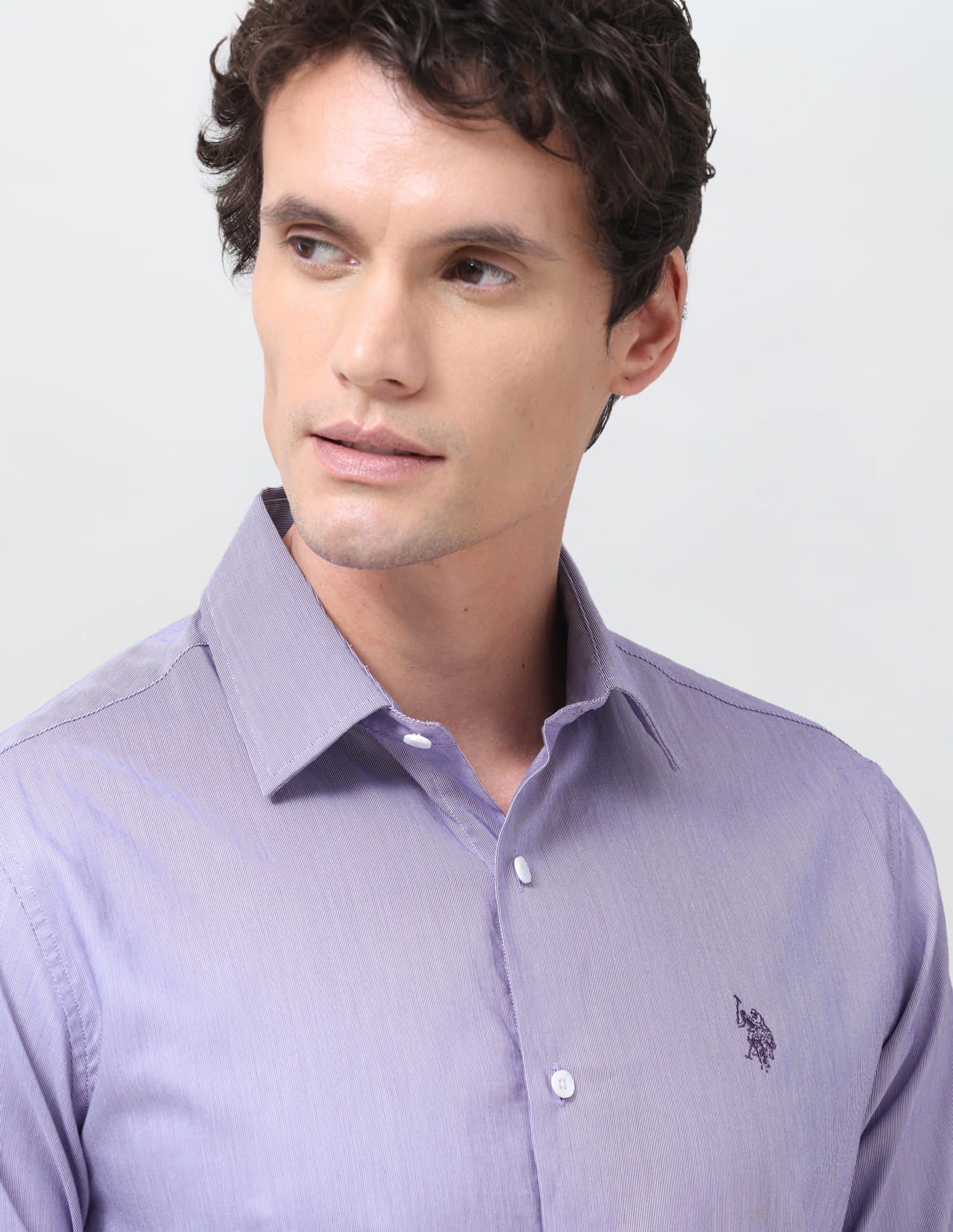 Textured Regular Fit Shirt Purple - U.S. Polo Assn. India | Large