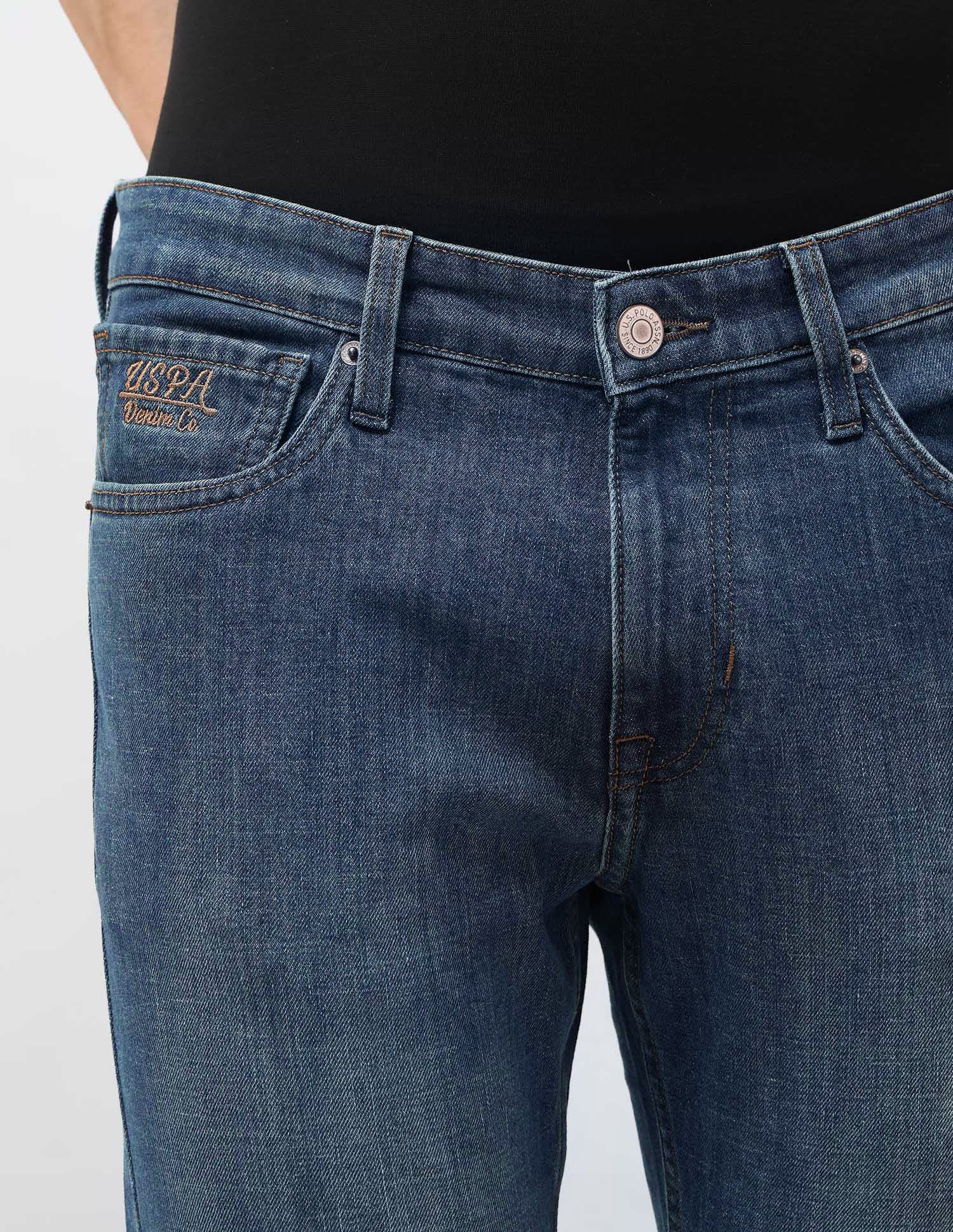 Brandon Slim Tapered Fit Stone Washed Jeans Indigo - U.S. POLO ASSN. | Large