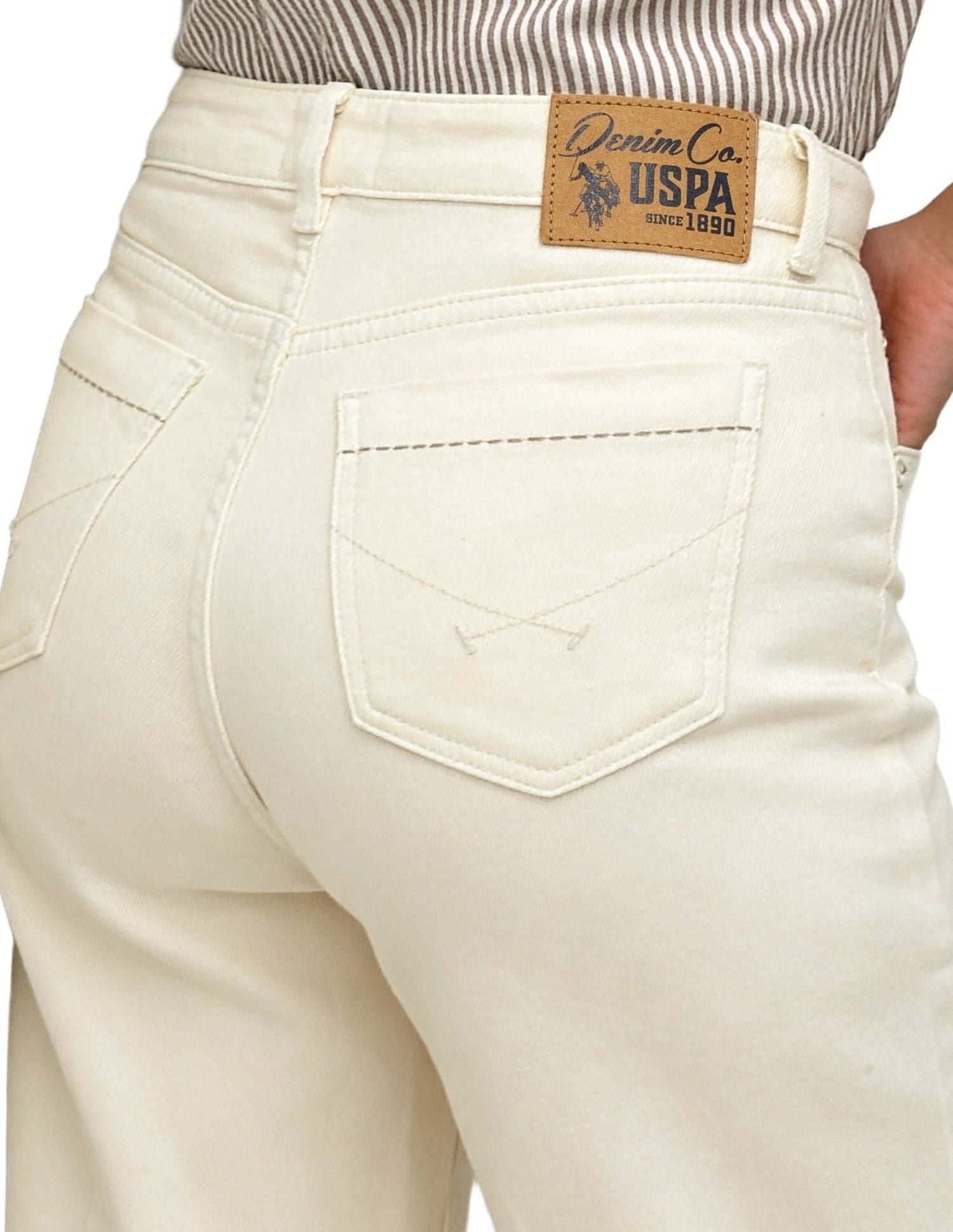 High Rise Wide Leg Fit Jeans White - U.S. Polo Assn. India | Large
