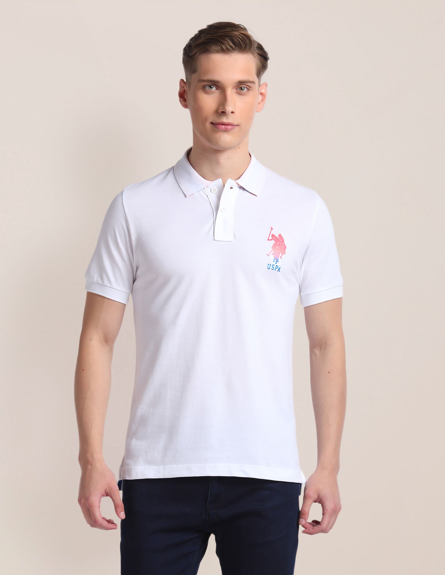 Cotton Slim Fit Polo Shirt White - U.S. Polo Assn. India | Large