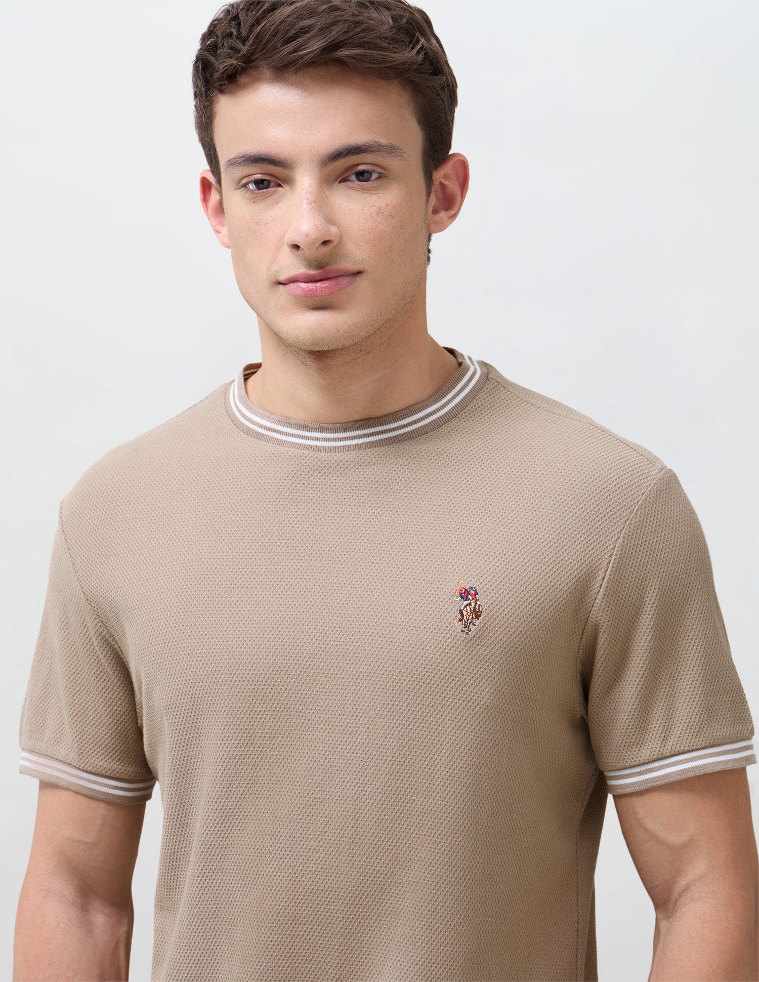 Solid Slim Fit T-Shirt Beige - U.S. Polo Assn. India | Large