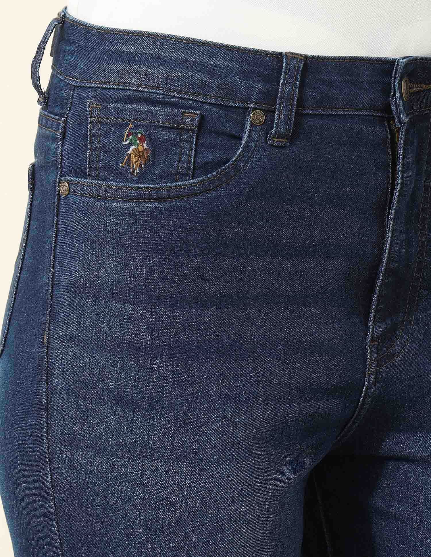 High Rise Mom Fit Jeans Blue - U.S. POLO ASSN. | Large