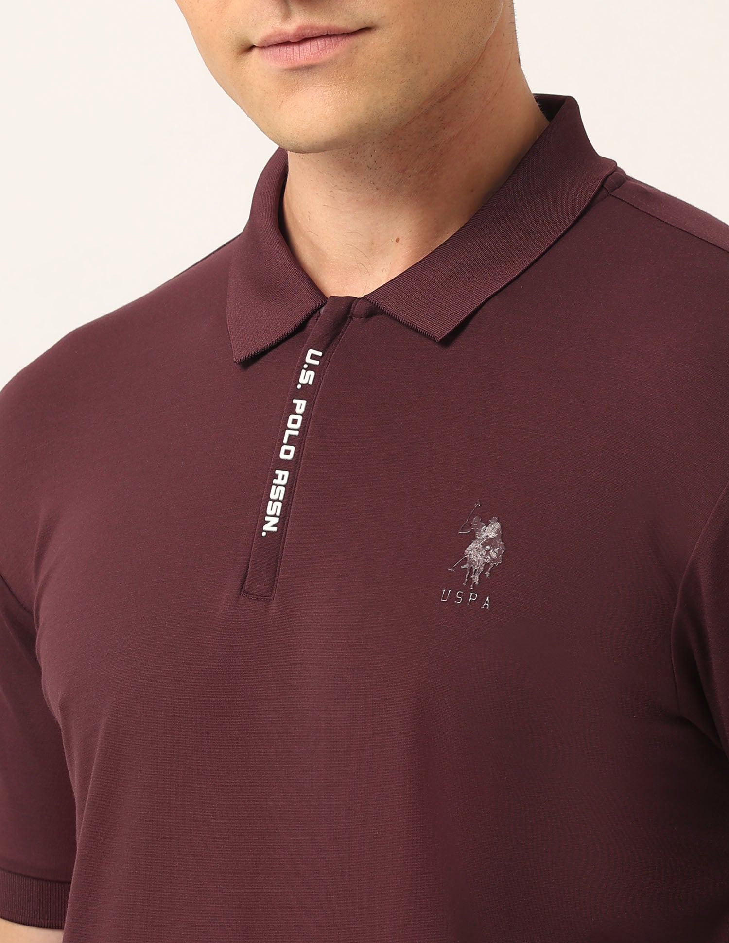 Solid Muscle Fit Polo Shirt Burgundy - U.S. Polo Assn. India | Large