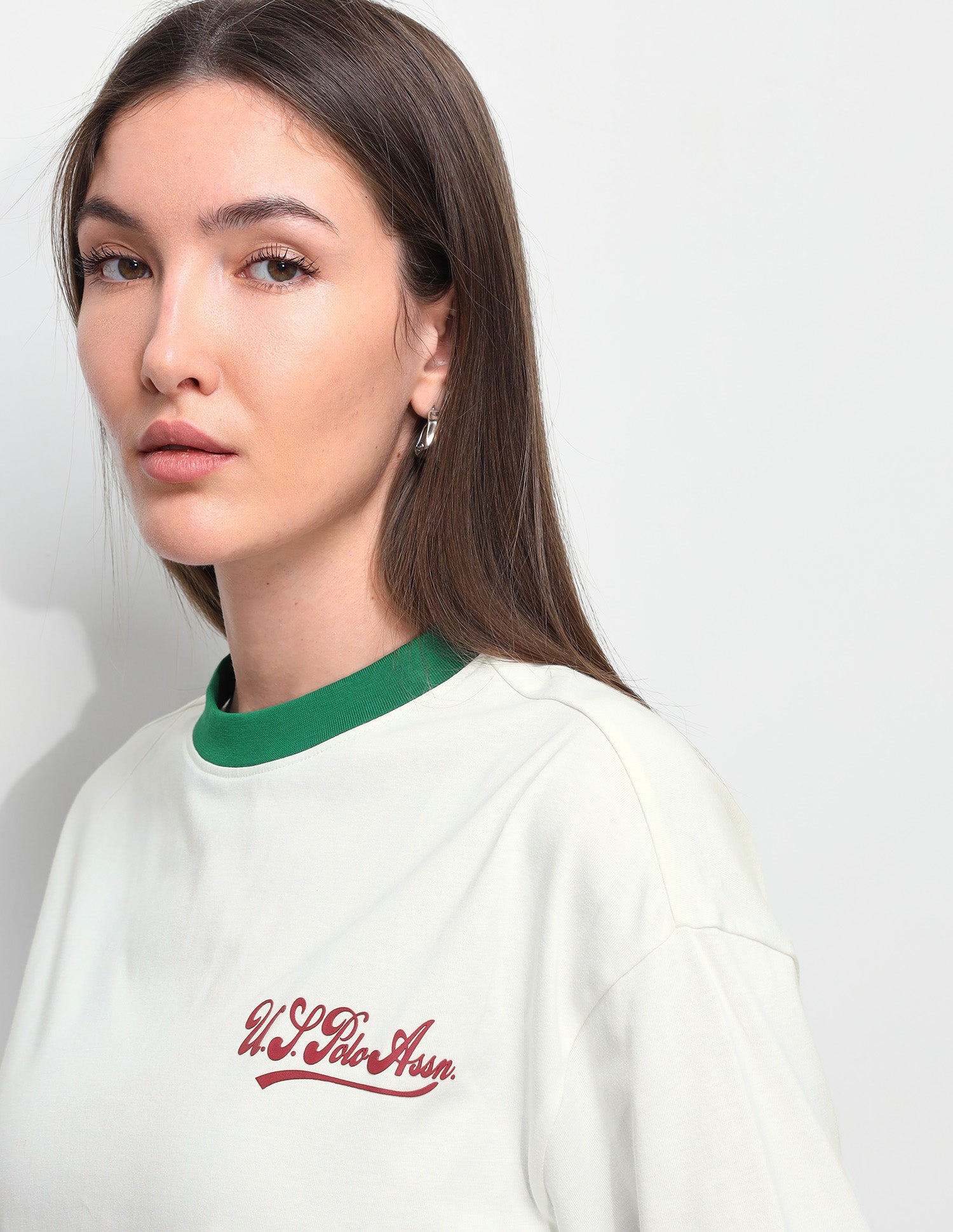 Solid Varsity Boxy Fit T-Shirt Off White - U.S. Polo Assn. India | Large