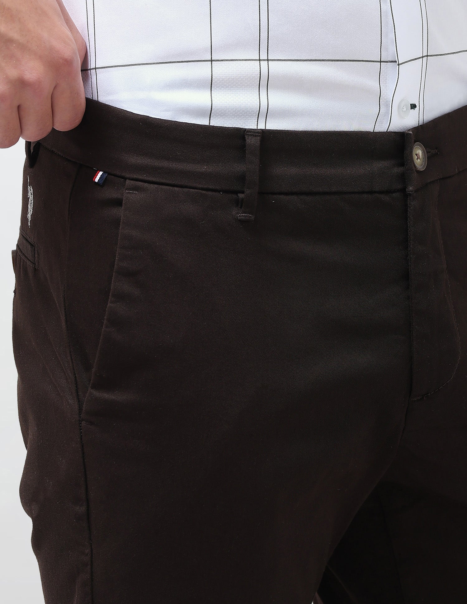 Super Slim Fit Satin Trousers Brown - U.S. Polo Assn. India | Large