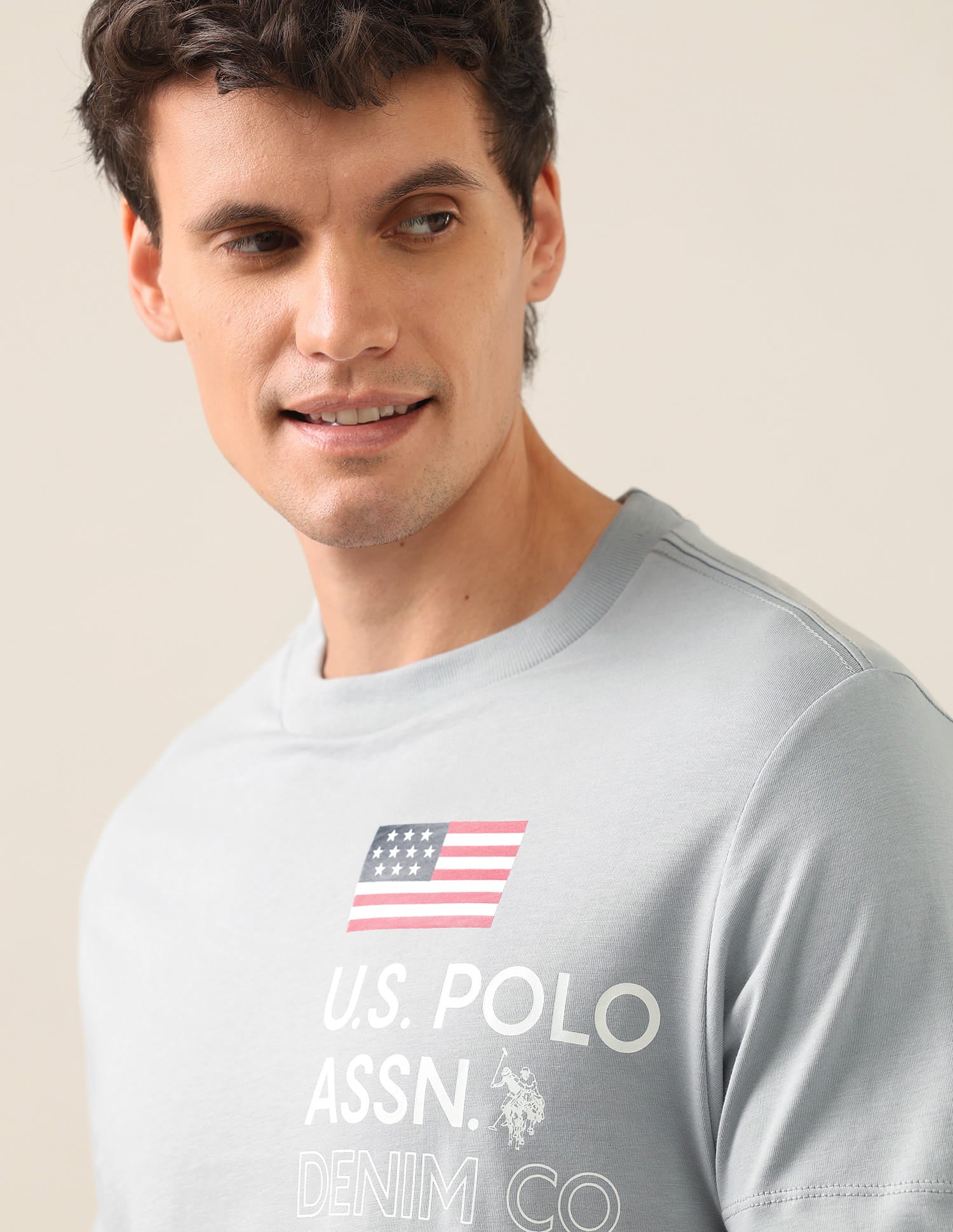 Brand Printed Regular Fit T-Shirt Grey - U.S. Polo Assn. India | Large